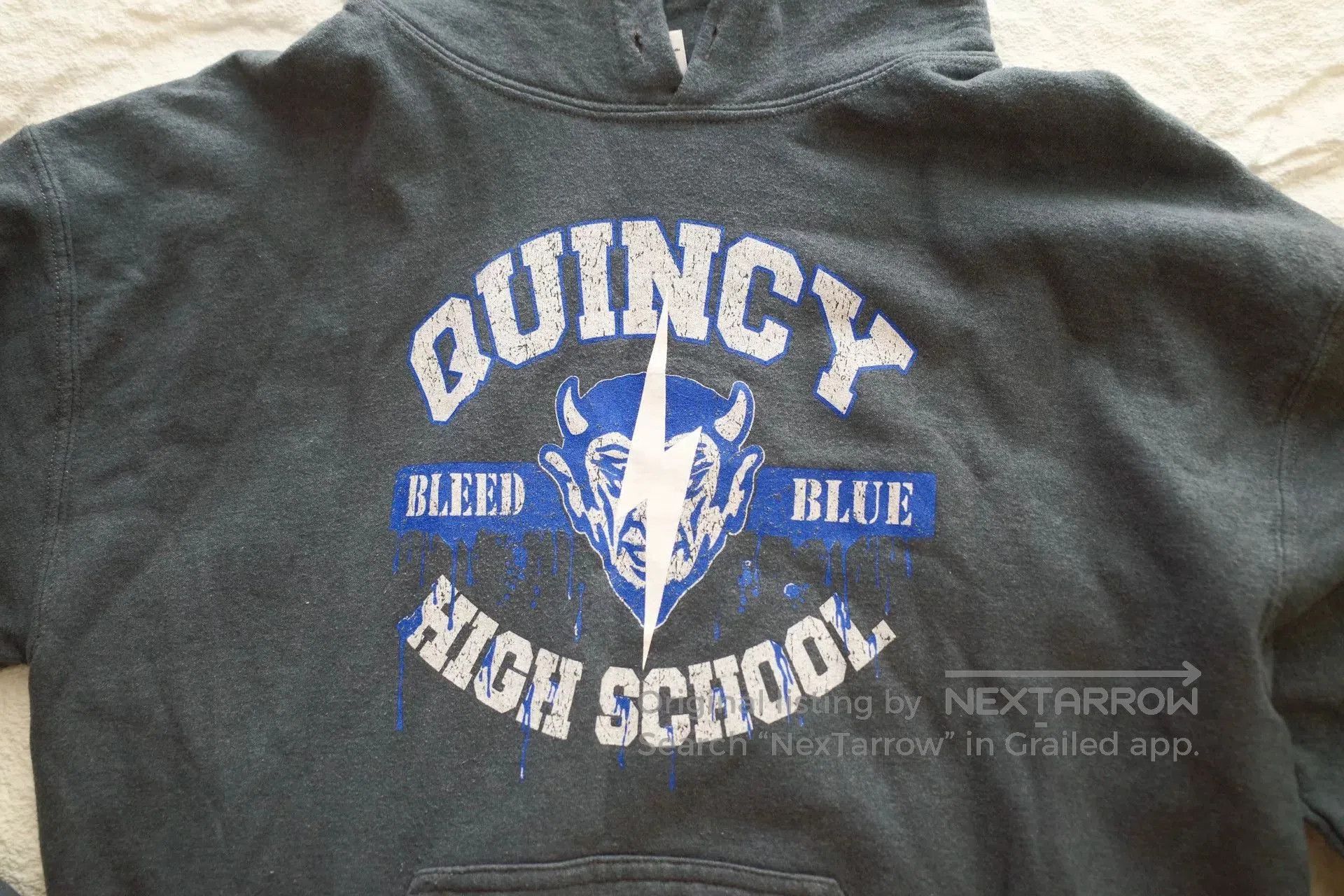 Vintage Vintage Gildan 90s Washed Blue Lightning Hoodie. Size US M / EU 48-50 / 2 - 3 Thumbnail