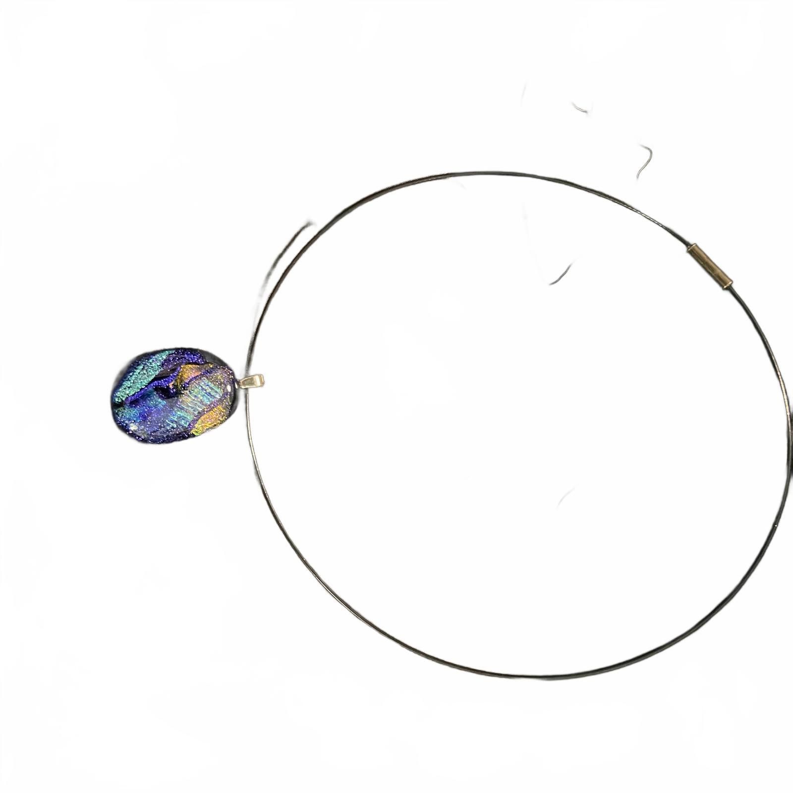 Unknown London Unique Blue Iridescent Pendant on Wire Necklace Size ONE SIZE - 1 Preview