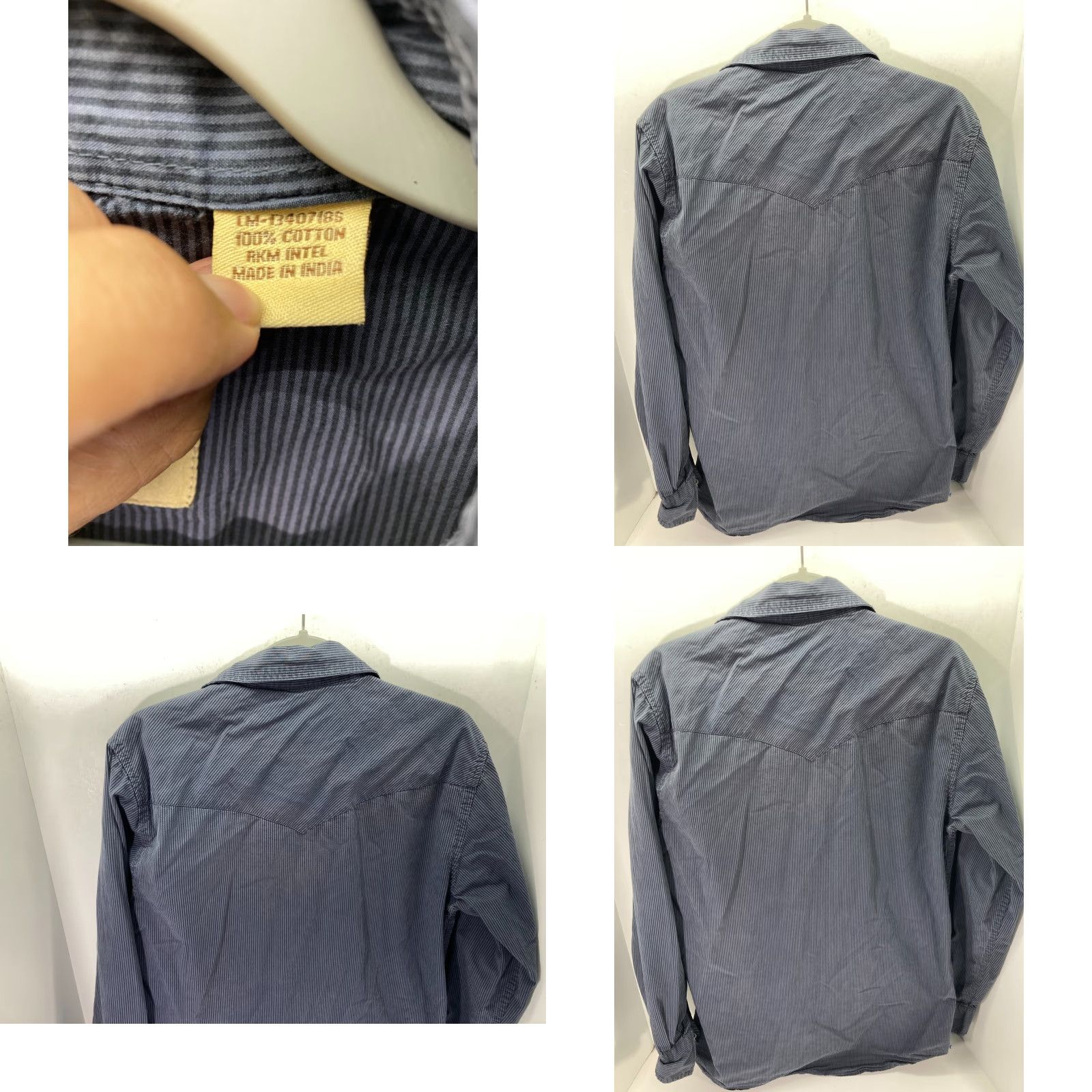 Vintage Larry Mahan Snap Front Shirt Mens M Blue Striped Long Sleeve Pockets Logo Cowboy Shirt Size US M / EU 48-50 / 2 - 8 Thumbnail