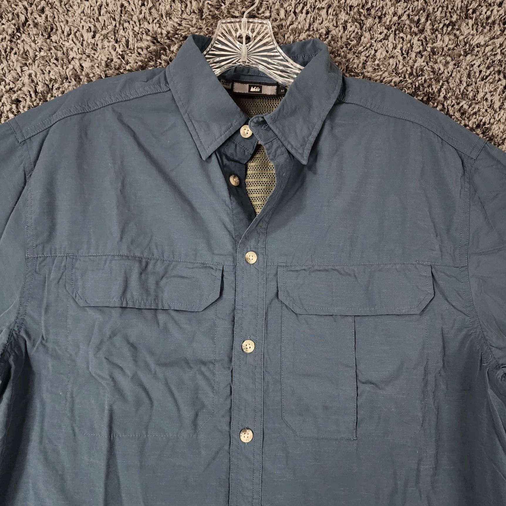 Vintage REI Shirt Short Sleeve Button-Up Blue Size M Mens Size US 31 - 4 Thumbnail