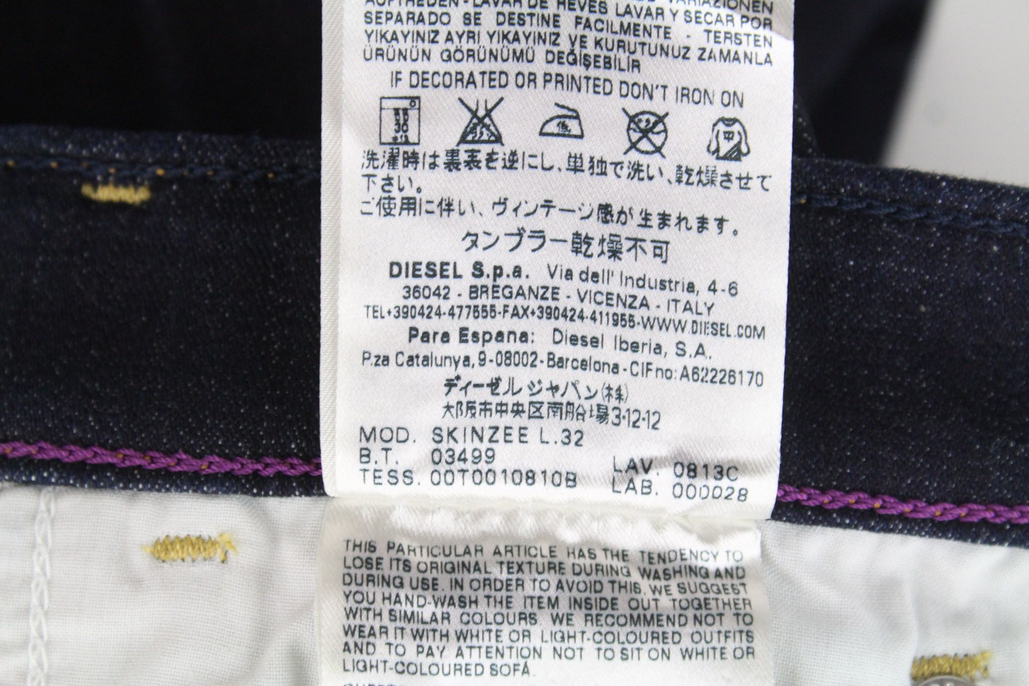 Diesel SKINZEE 0813C W26/L32 Blue Stretch Jeans 71178 Size 26" / US 2 / IT 38 - 8 Thumbnail