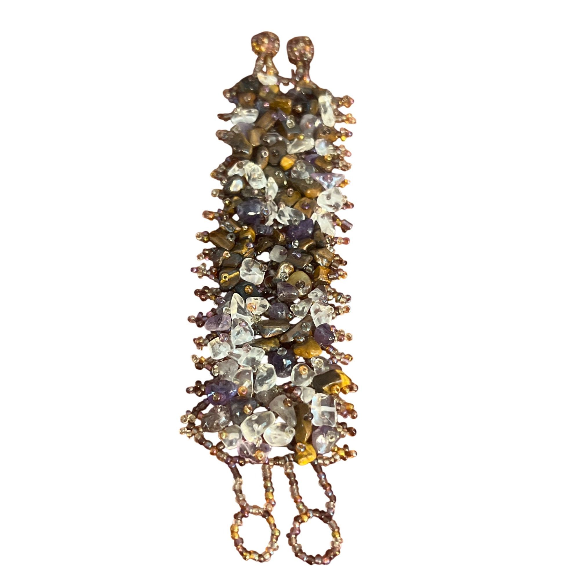 Other Bohemian Seed Bead Bracelet Amethyst Tigers Eye Quartz Doubl Size ONE SIZE - 5 Thumbnail