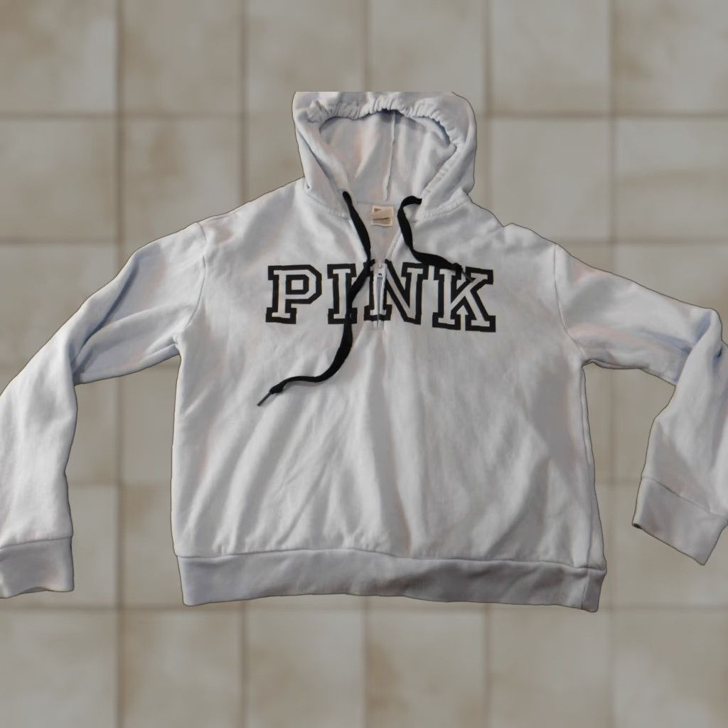 Pinko Victoria's Secret PINK Hoodie Womens Small Blue Zip Logo Classic Pullover Activewear Pockets Regular Size Size S / US 4 / IT 40 - 1 Thumbnail