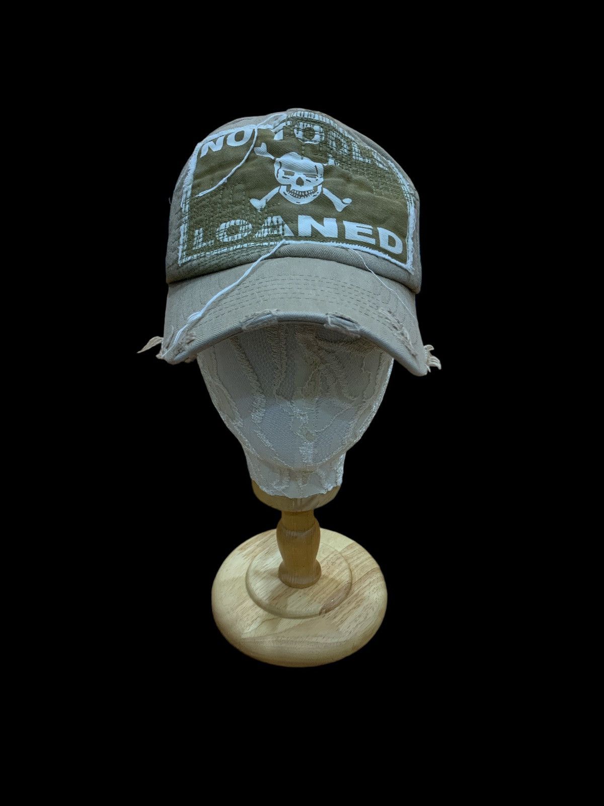 Japanese Brand DISTRESSED DESTROYED NO TOOLS LOANED SKULL CAP HAT Size ONE SIZE - 3 Thumbnail