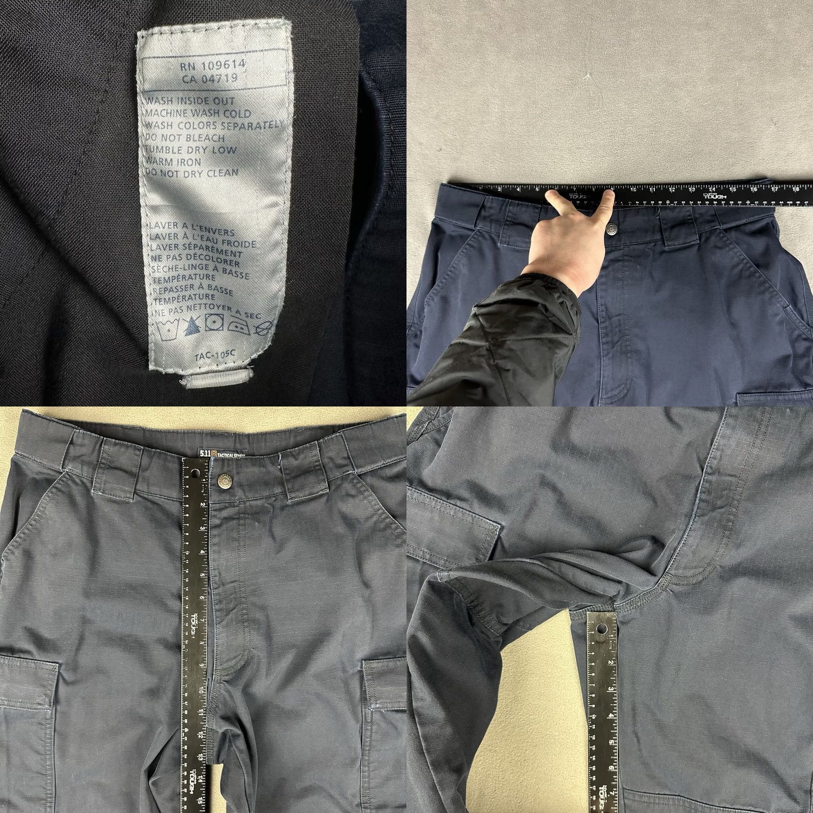 Vintage 5.11 Tactical Pants Mens Large Short Blue Ripstop High-Performance Casual Workwear Cargo Pockets USA Size US 33 - 8 Thumbnail