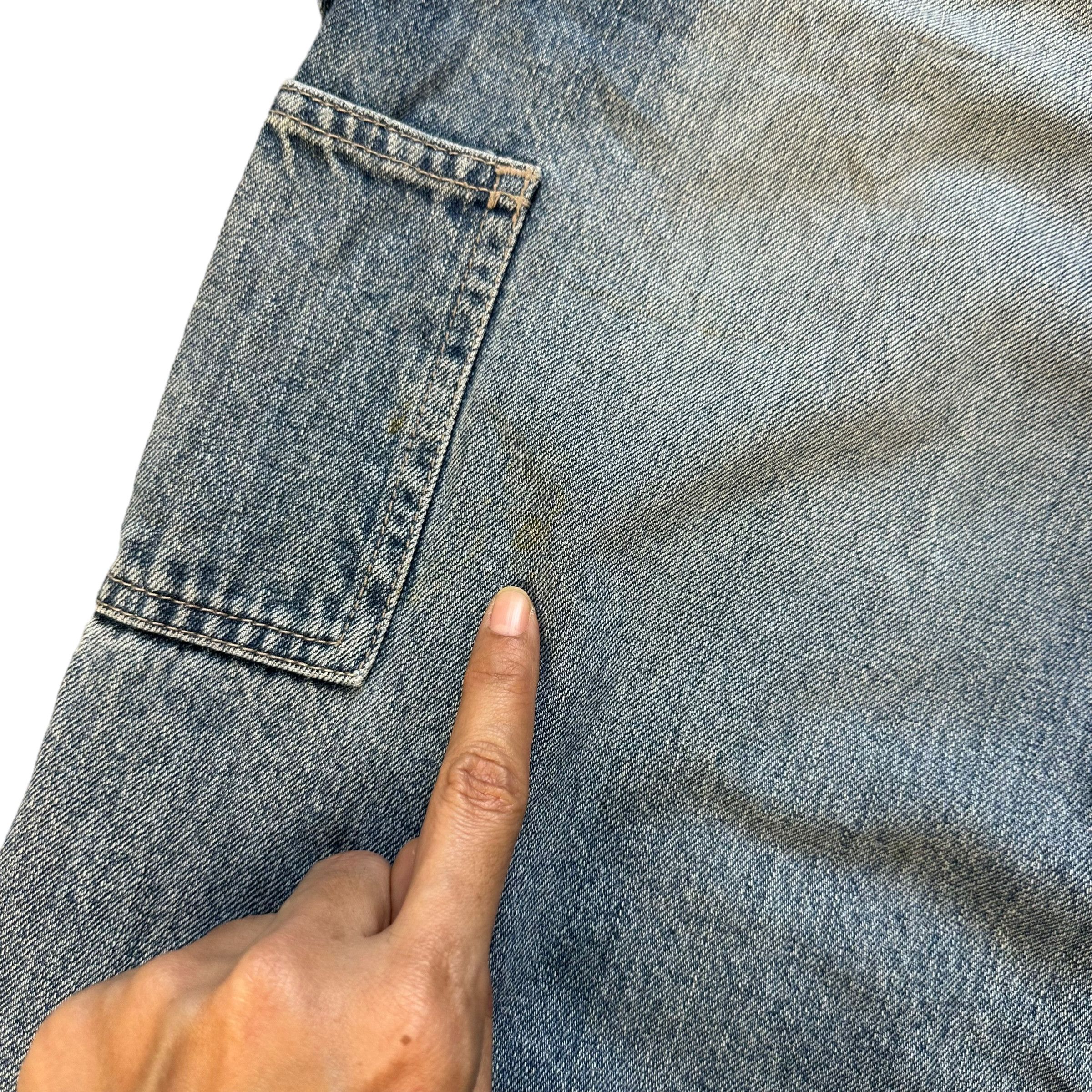 Vintage TRASHED🔥 CARPENTER LIGHT WASH DENIM PANTS #7456-147 Size US 33 - 18 Thumbnail