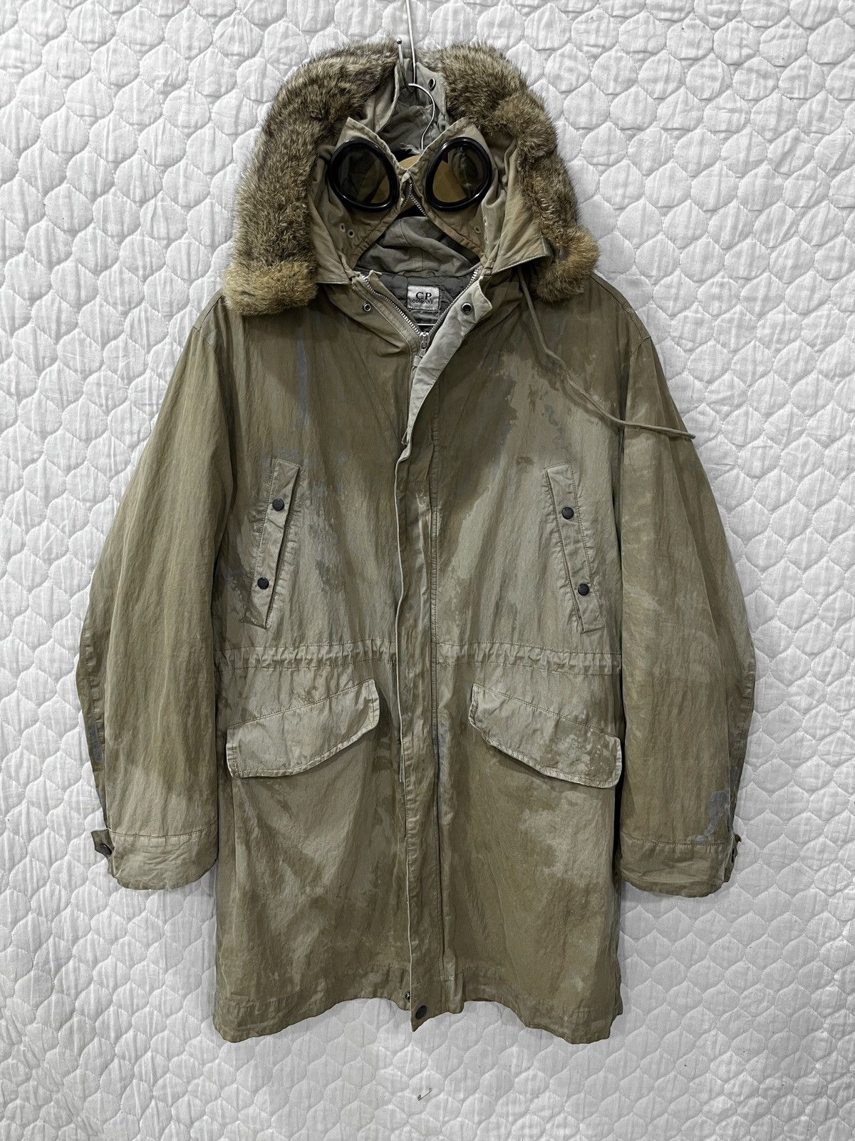C.P.Company Massimo Osti long Military jacket Coat outer Khaki green beige