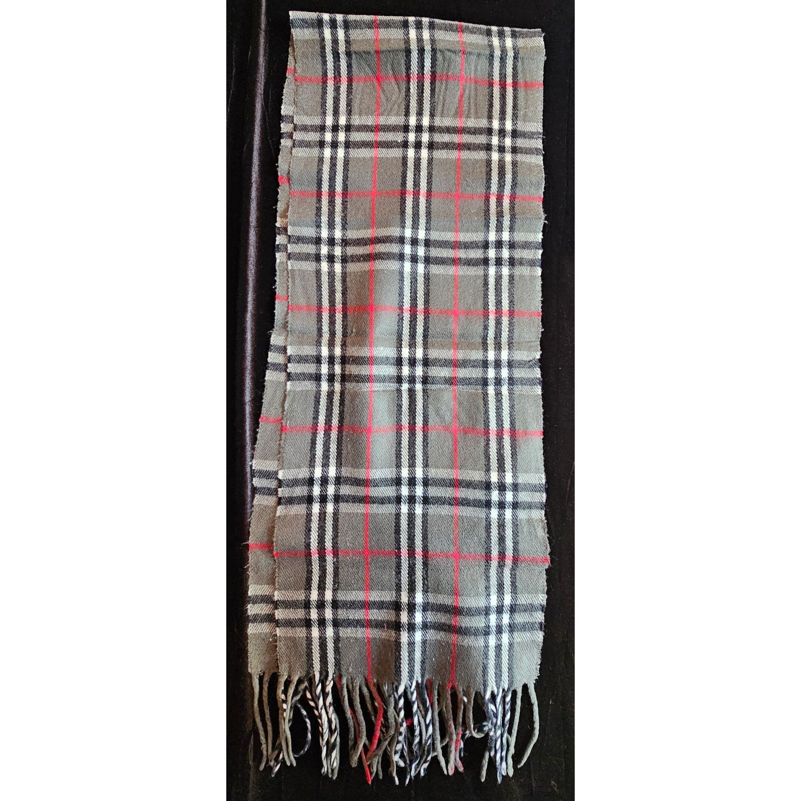 Burberry BURBERRYsLondon 100% Lambswool Gray Scarf Nova Check (2) Size ONE SIZE - 5 Thumbnail