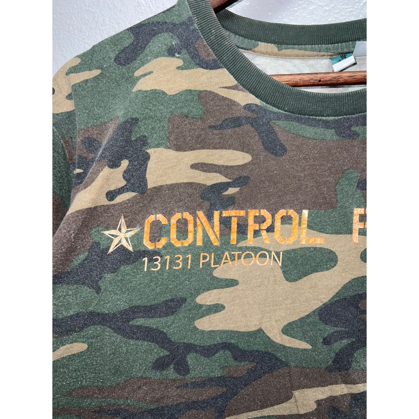 (SOUND)+(VISION) Vintage Camo Shirt Control Plant 13131 Platoon Soldier Large Size US L / EU 52-54 / 3 - 3 Thumbnail