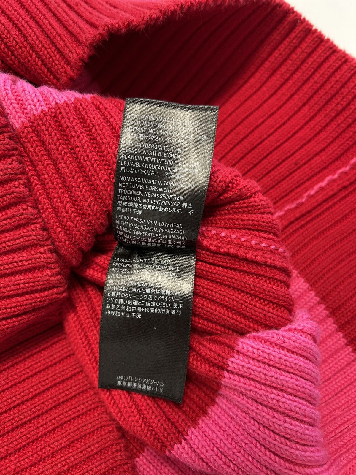 Balenciaga 2020 Bicolor Stripe Logo Knit Red & Pink Size US XS / EU 42 / 0 - 6 Thumbnail