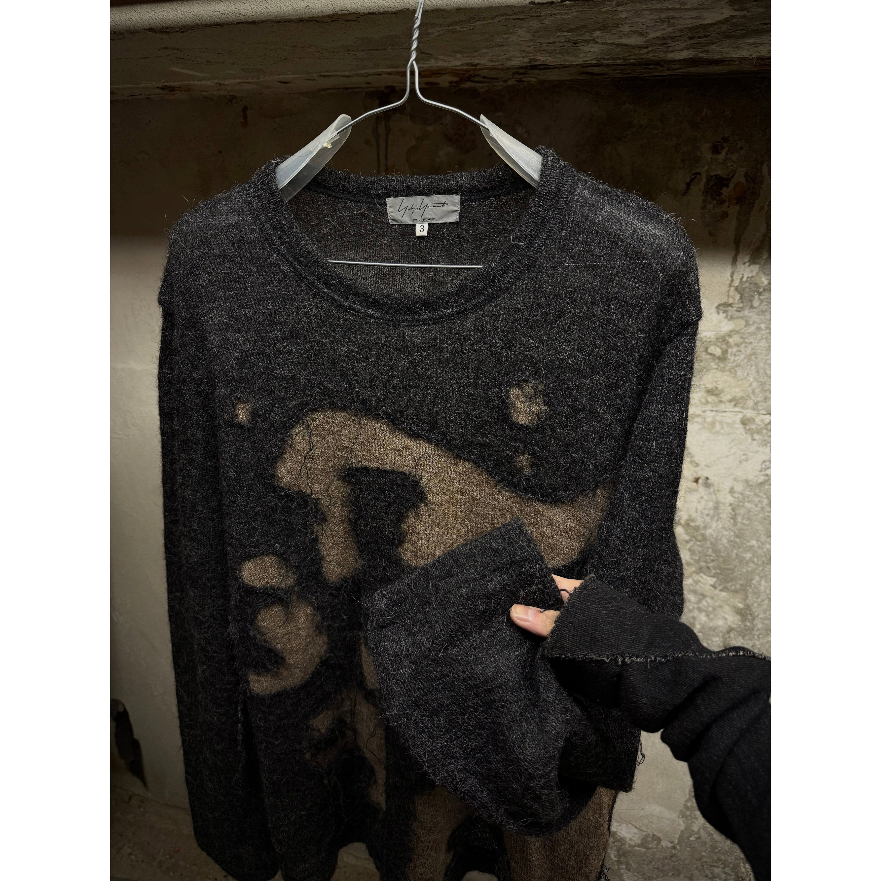 Yohji Yamamoto Yohji Yamamoto POUR HOMME AW04 'Burnt' Alpaca Knit Sweater Size US L / EU 52-54 / 3 - 2 Thumbnail