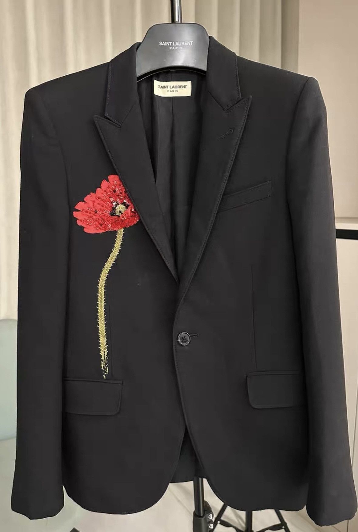 Saint Laurent Paris Saint Laurent SLP 2015SS Poppy Flower Runway Suit Size 42S - 1 Thumbnail