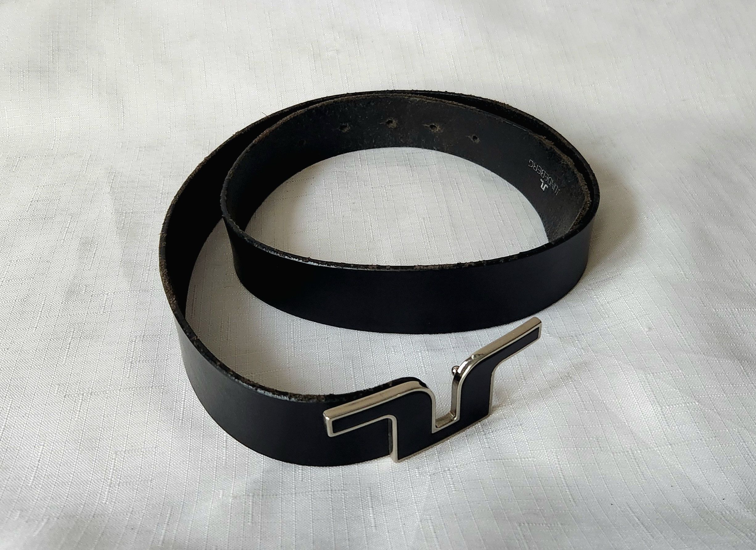 J.Lindeberg J.Lindeberg Bridge belt Leather black with silver SZ 32 Size 32 - 8 Thumbnail