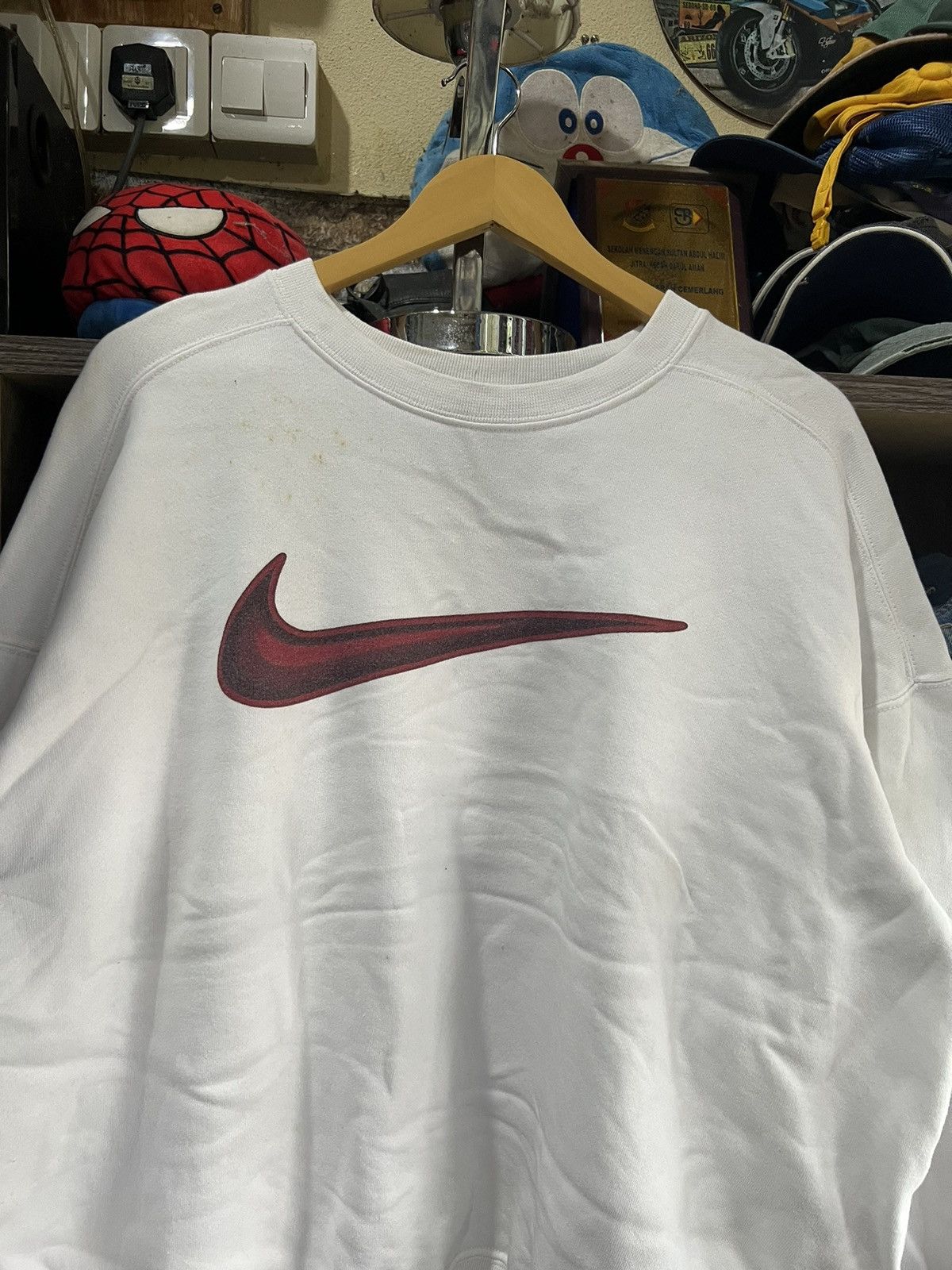 Nike 🔥Vintage Nike Big Swoosh Crewneck Sweatshirt Size US XXL / EU 58 / 5 - 5 Thumbnail