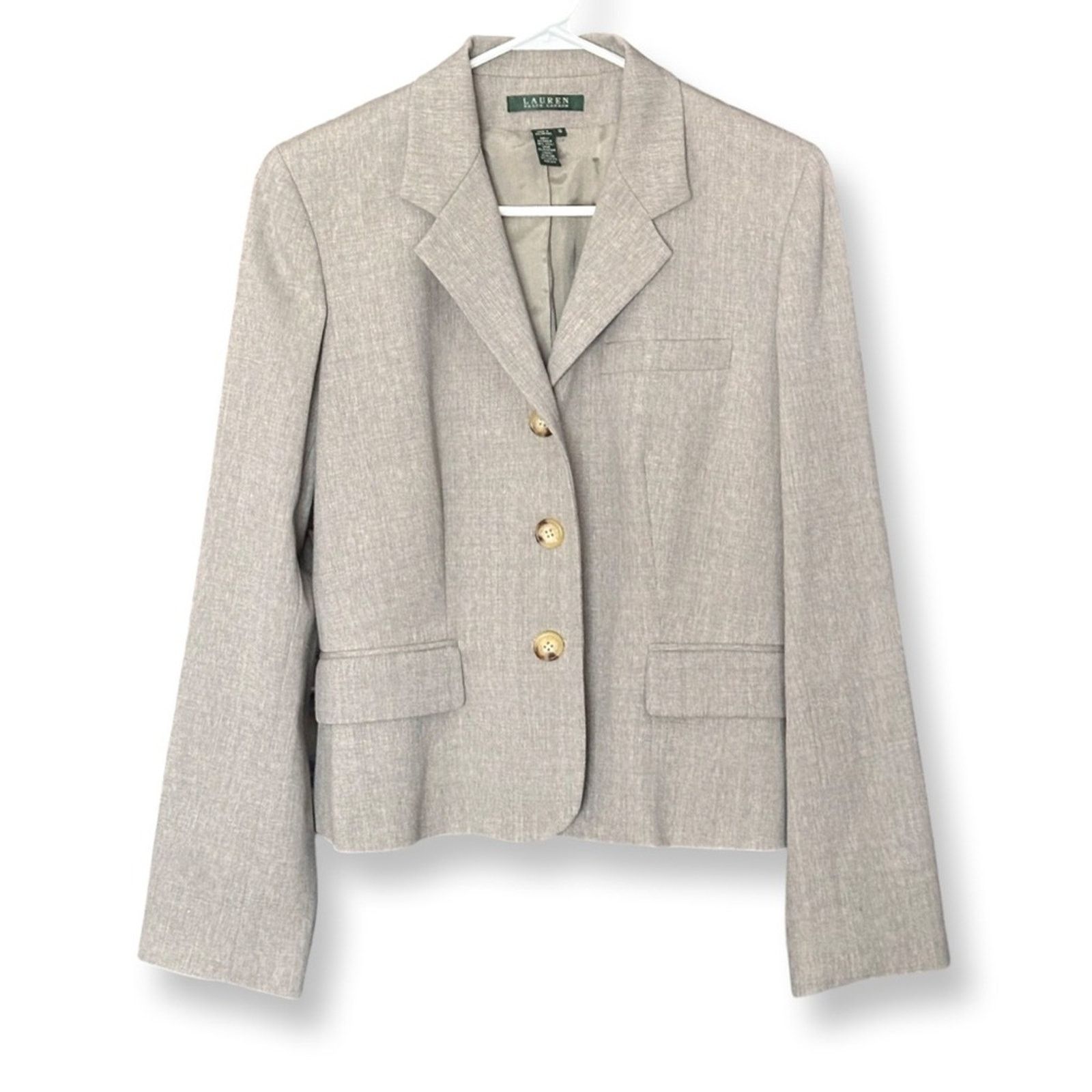 Lauren Ralph Lauren Lauren Ralph Lauren Heather Gray Wool Blazer Jacket Size L / US 10 / IT 46 - 1 Thumbnail