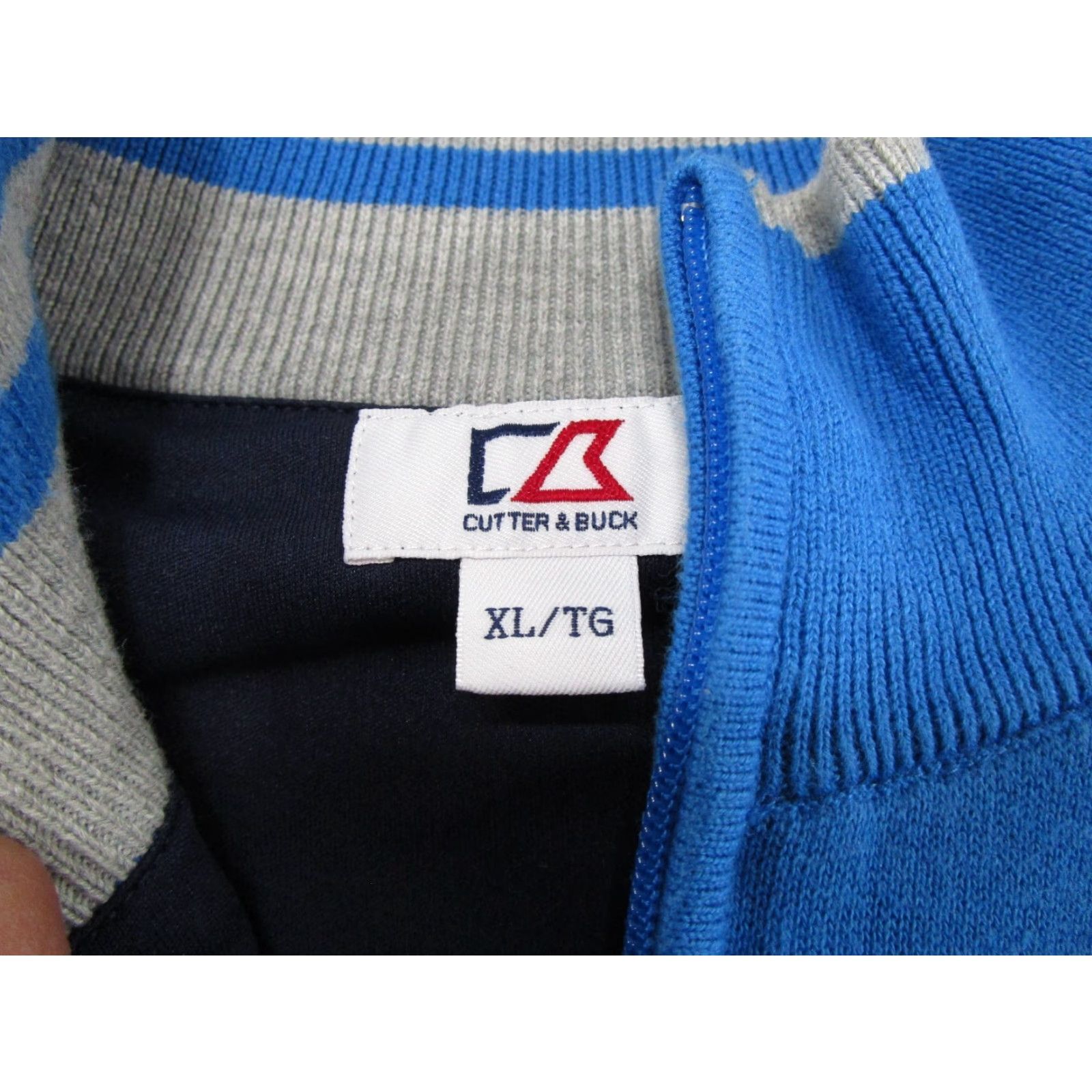 Cutter & Buck Cutter & Buck Pullover Mens XL Blue 1/4 Zip Mock Neck Golf Moisture Wicking Pockets Lined UV Protection Regular Casual Season: Spring Winter Size US XL / EU 56 / 4 - 2 Thumbnail