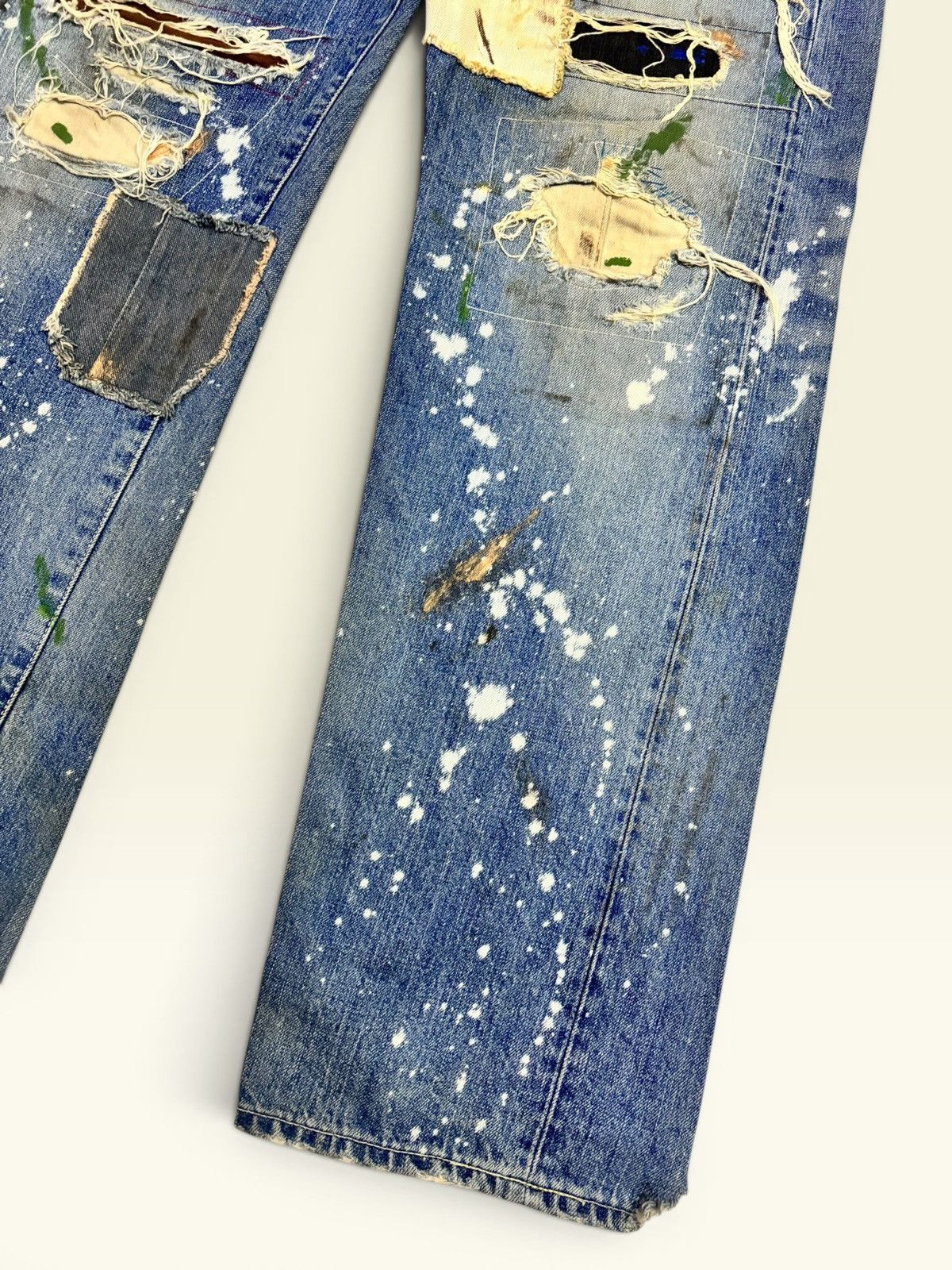 Levi's × Undercover Vtg Levis 501xx Big E Selvedge Splatter Patchwork Boro Jeans Size US 36 / EU 52 - 6 Thumbnail