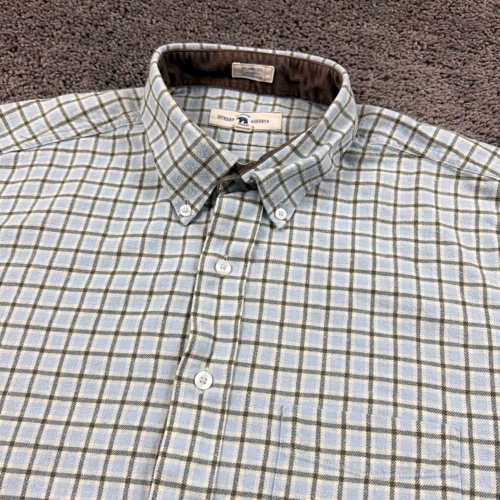 Vintage Onward Reserve Shirt Mens L Blue Plaid Cotton Flannel Long Sleeve Classic Fit Size US L / EU 52-54 / 3 - 2 Thumbnail