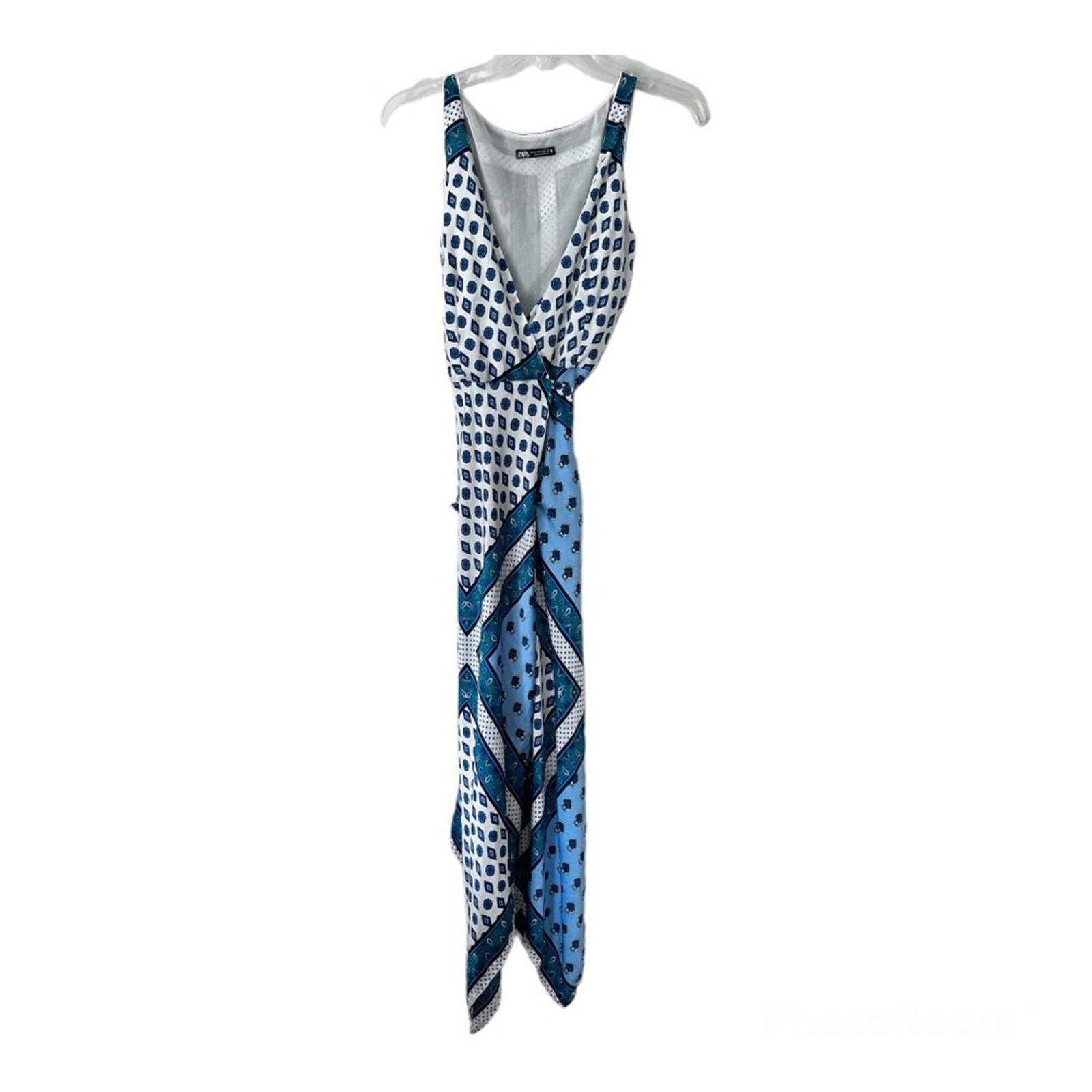 Zara Zara Hanky Scarf Bandana Assymetrical Wrap Midi Dress Blue Size XS / US 0-2 / IT 36-38 - 6 Thumbnail