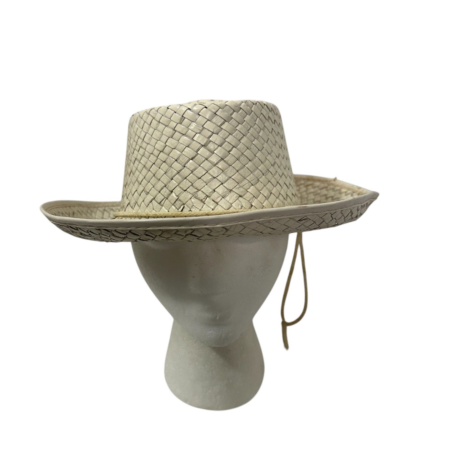 Vintage Vintage Kids Western Southwestern Straw Cream Cowboy Hat OS Size ONE SIZE - 4 Thumbnail