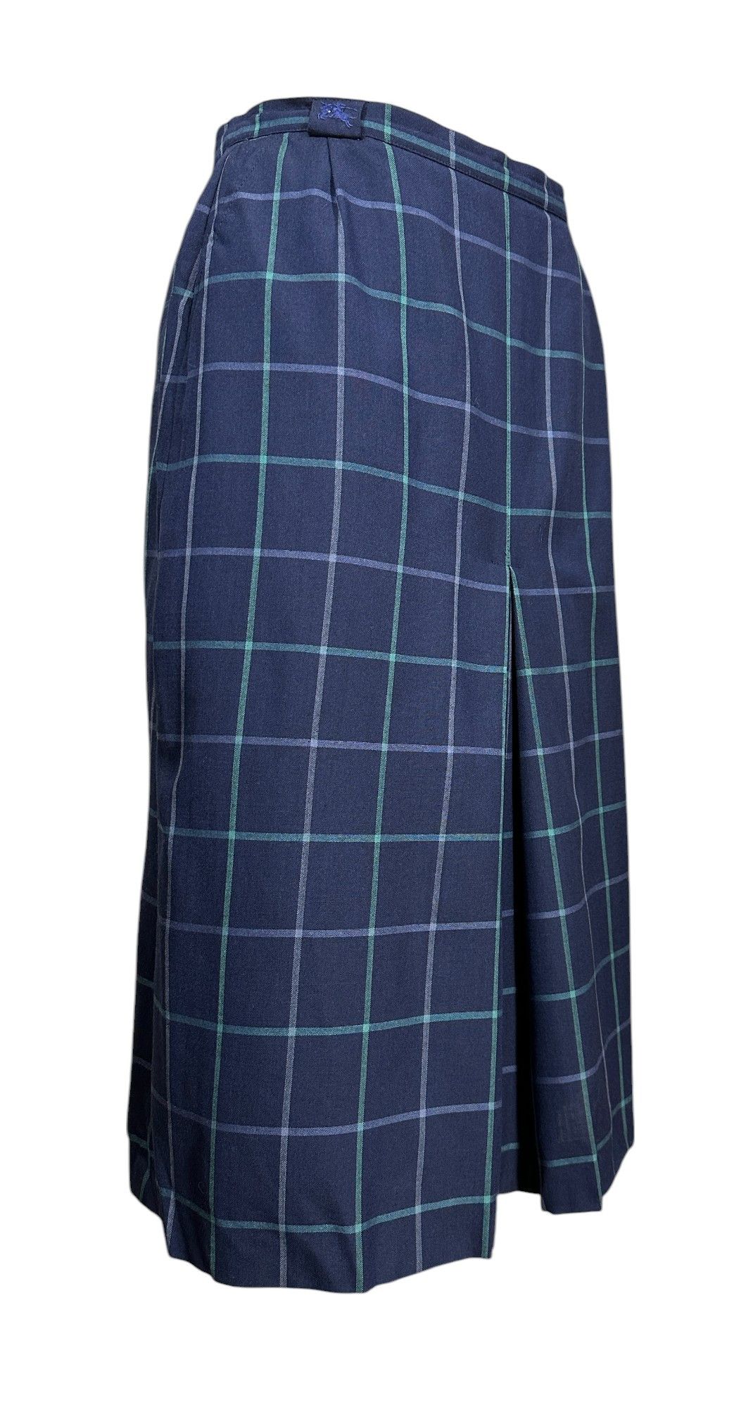 Burberry Vintage Burberry's Blue Wool Skirt Gingham Size 27" / US 4 / IT 40 - 2 Thumbnail