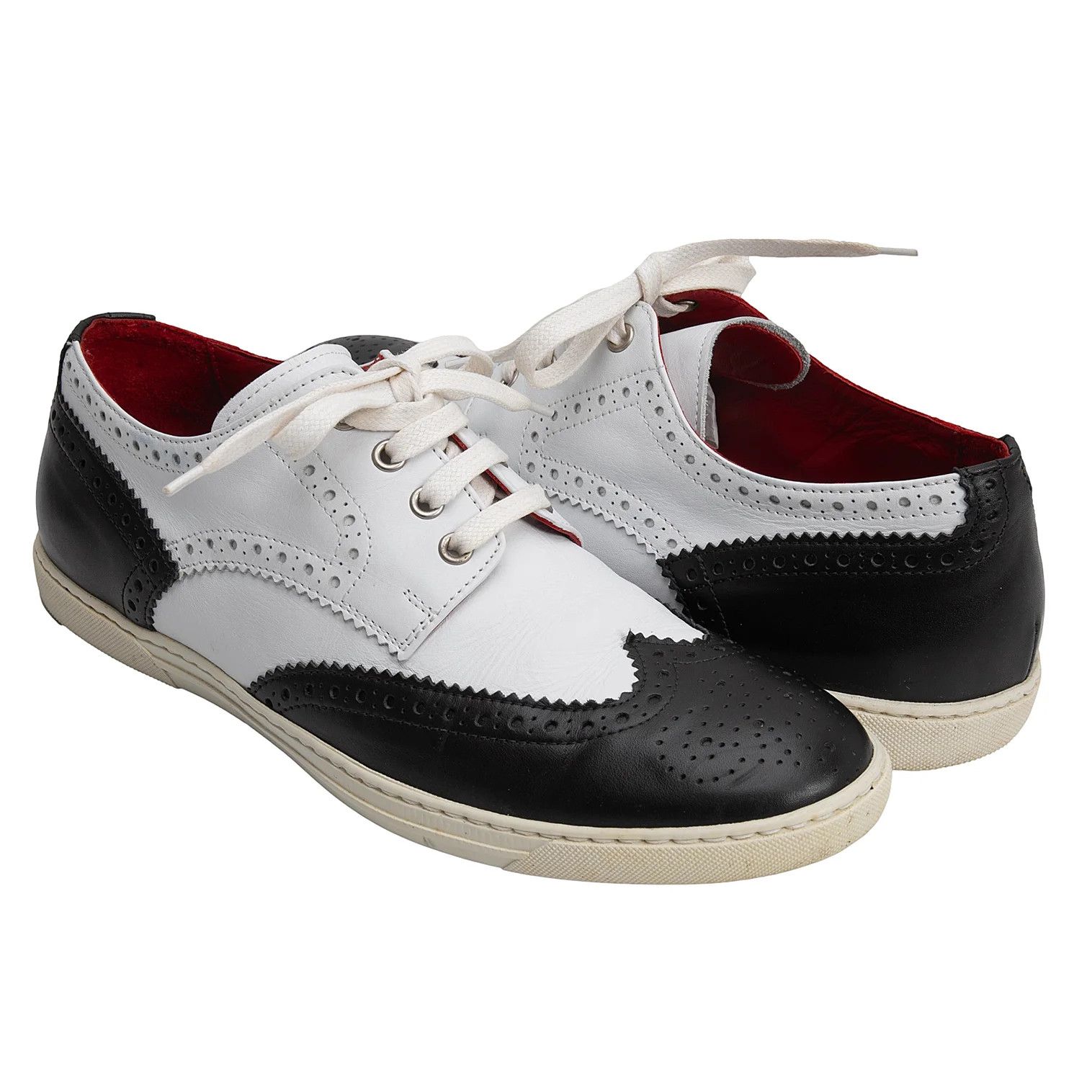 Junya Watanabe Wingtip Leather Shoes in Black and White, Size 26 Size US 8 / EU 41 - 1 Thumbnail