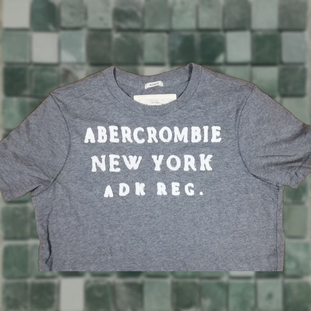 Abercrombie & Fitch VINTAGE Abercrombie & Fitch Gray Muscle T-SHIRT Large L Men Short Sleeve Round Neck Cotton USA Band Retro 90s Size US L / EU 52-54 / 3 - 1 Thumbnail