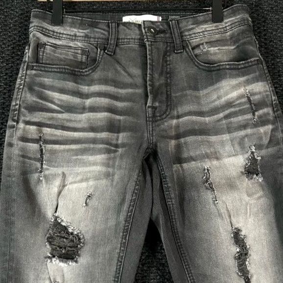 Vintage Depart West Jeans Mens 30 Black Men Trooper Denim Wash Distressed Straight Leg 30x29 Size US 30 / EU 46 - 2 Thumbnail
