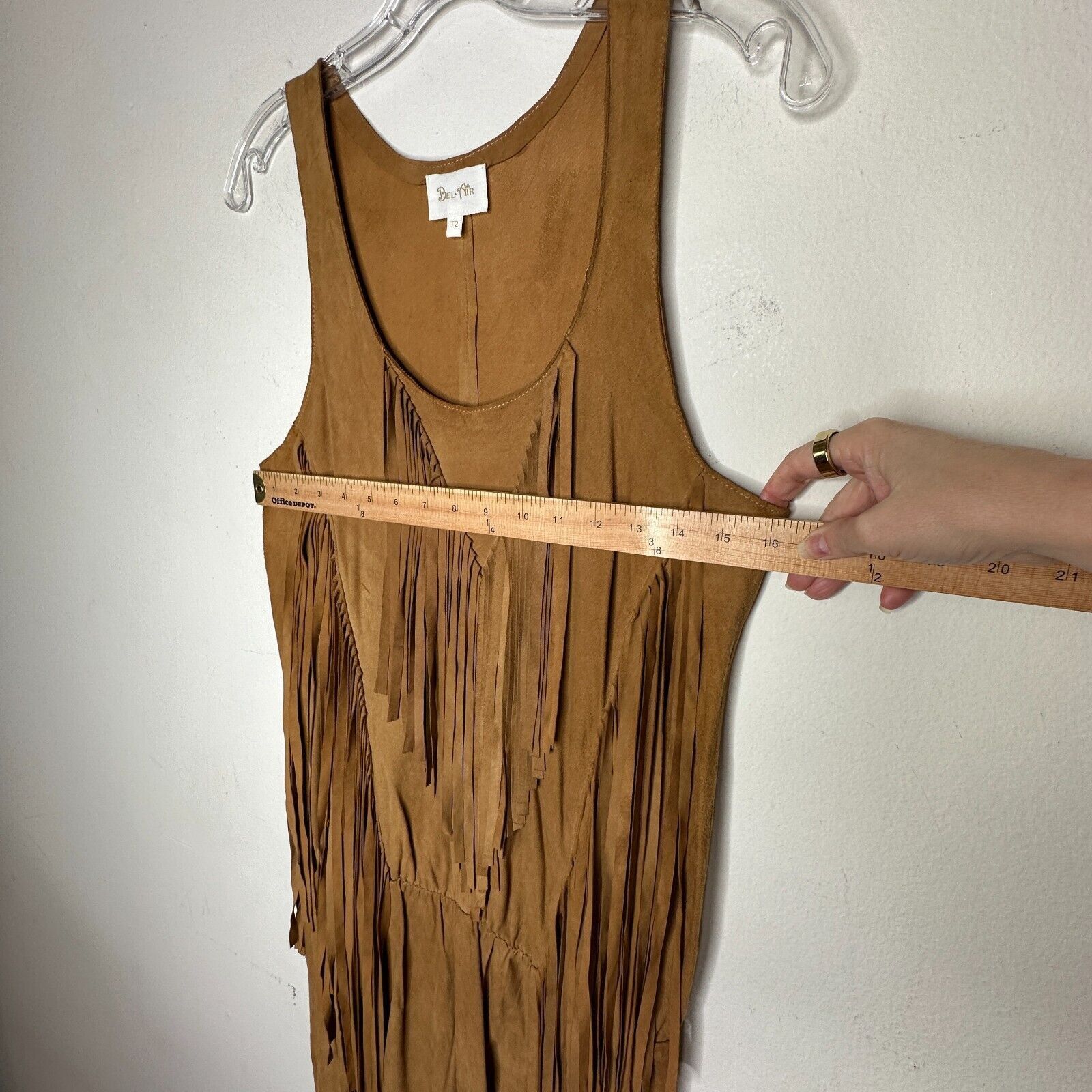 Other Belair Calvi Camel Goat Suede Sleeveless Fringed Dress T2 Size XS / US 0-2 / IT 36-38 - 14 Thumbnail