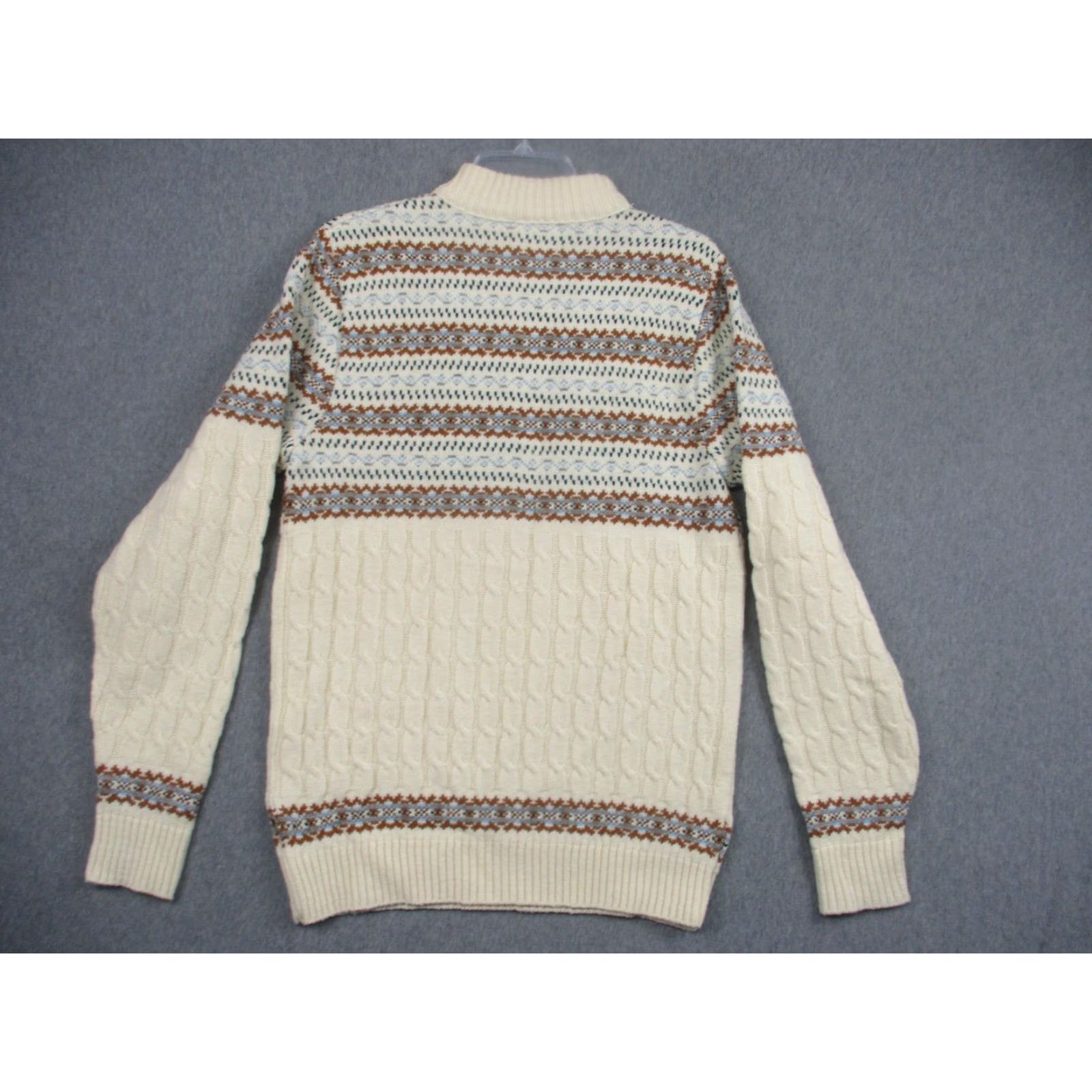 Vintage VINTAGE Lord Jeff Sweater Mens Large White Fair Isle Ski Mock Neck Pullover Size US L / EU 52-54 / 3 - 6 Thumbnail