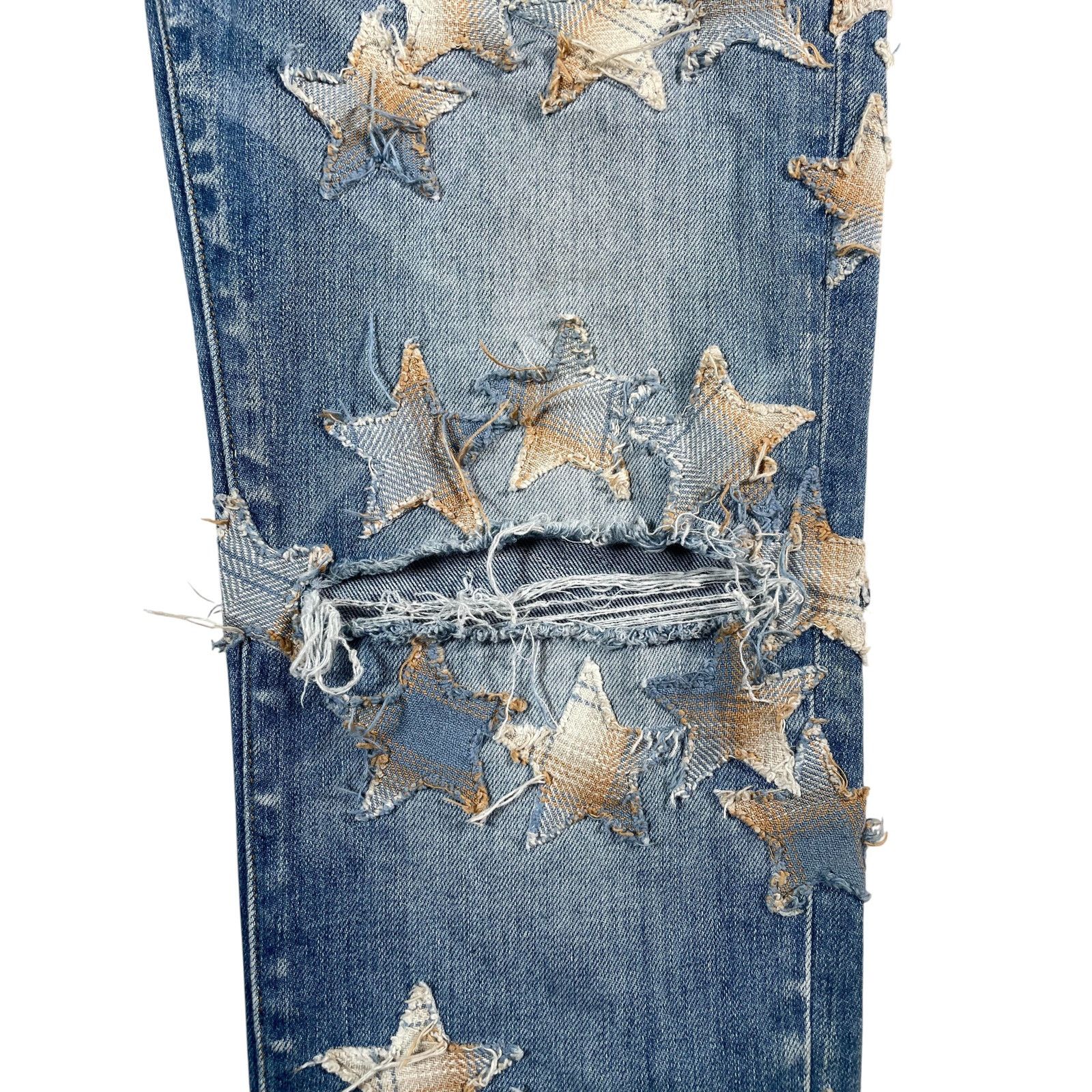 Amiri Amiri Star Chemist Flannel Light Wash Denim Jeans Size US 33 - 4 Thumbnail
