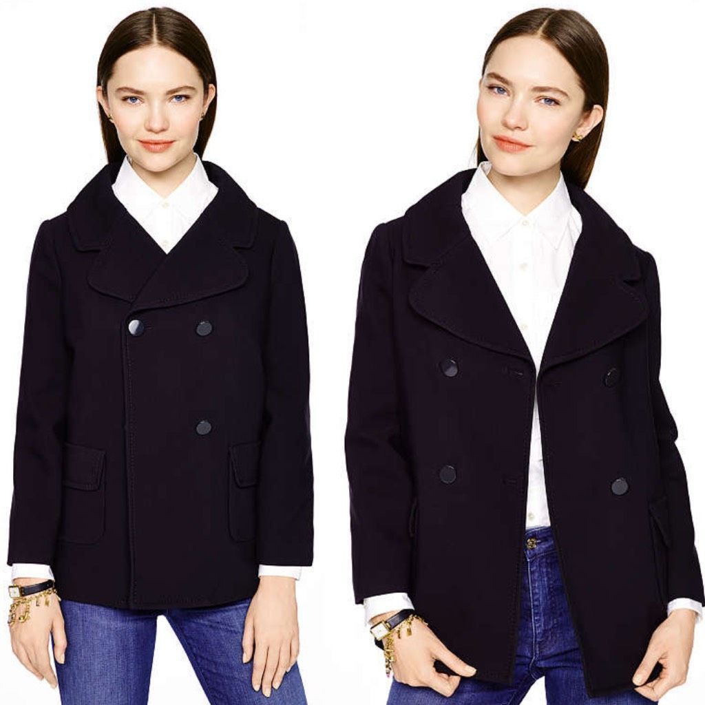 Kate Spade Kate Spade Madison Ave Pea Coat Black Button Front Greer Coa Size L / US 10 / IT 46 - 1 Thumbnail