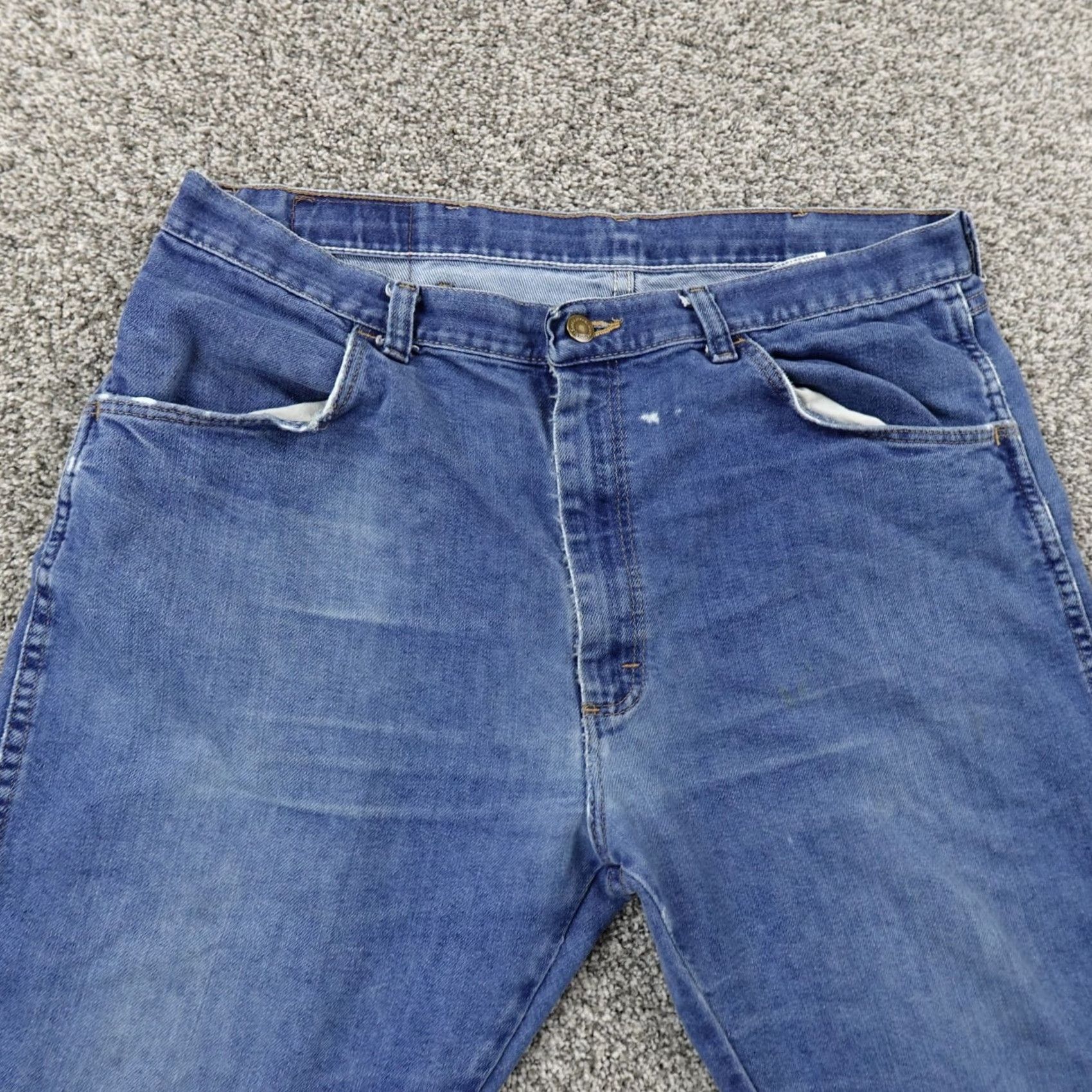 Wrangler Wrangler Jeans Mens 36X30 Dark Blue Denim Western Cowboy Rodeo Fade Grunge Jeans Mens Regular 36 Blue 5-Pocket Wrangler Mens Jeans Size US 36 / EU 52 - 6 Thumbnail