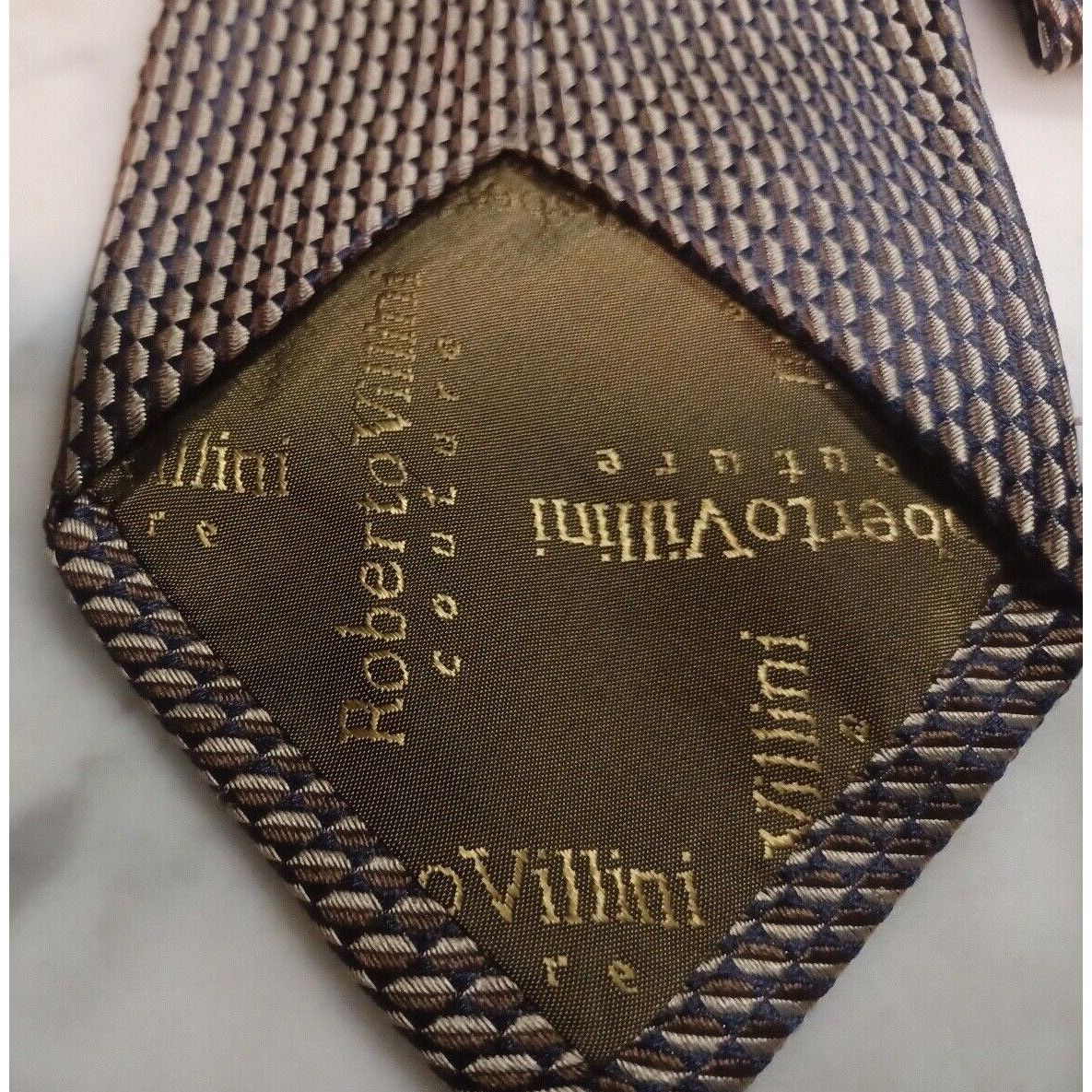Other Mens 100% Silk Tie Made in Italy Roberto Villini Couture Tan Size ONE SIZE - 4 Thumbnail