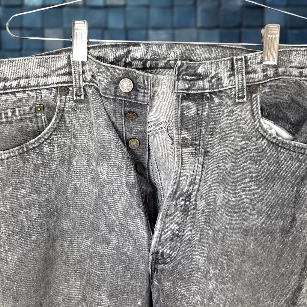 Levi's VINTAGE Levi’s 501 Jeans Distressed Acid Wash Made in USA 36X32 Copper Button Fly Black Denim 5-Pocket Mens Jeans Size US 36 / EU 52 - 1 Thumbnail