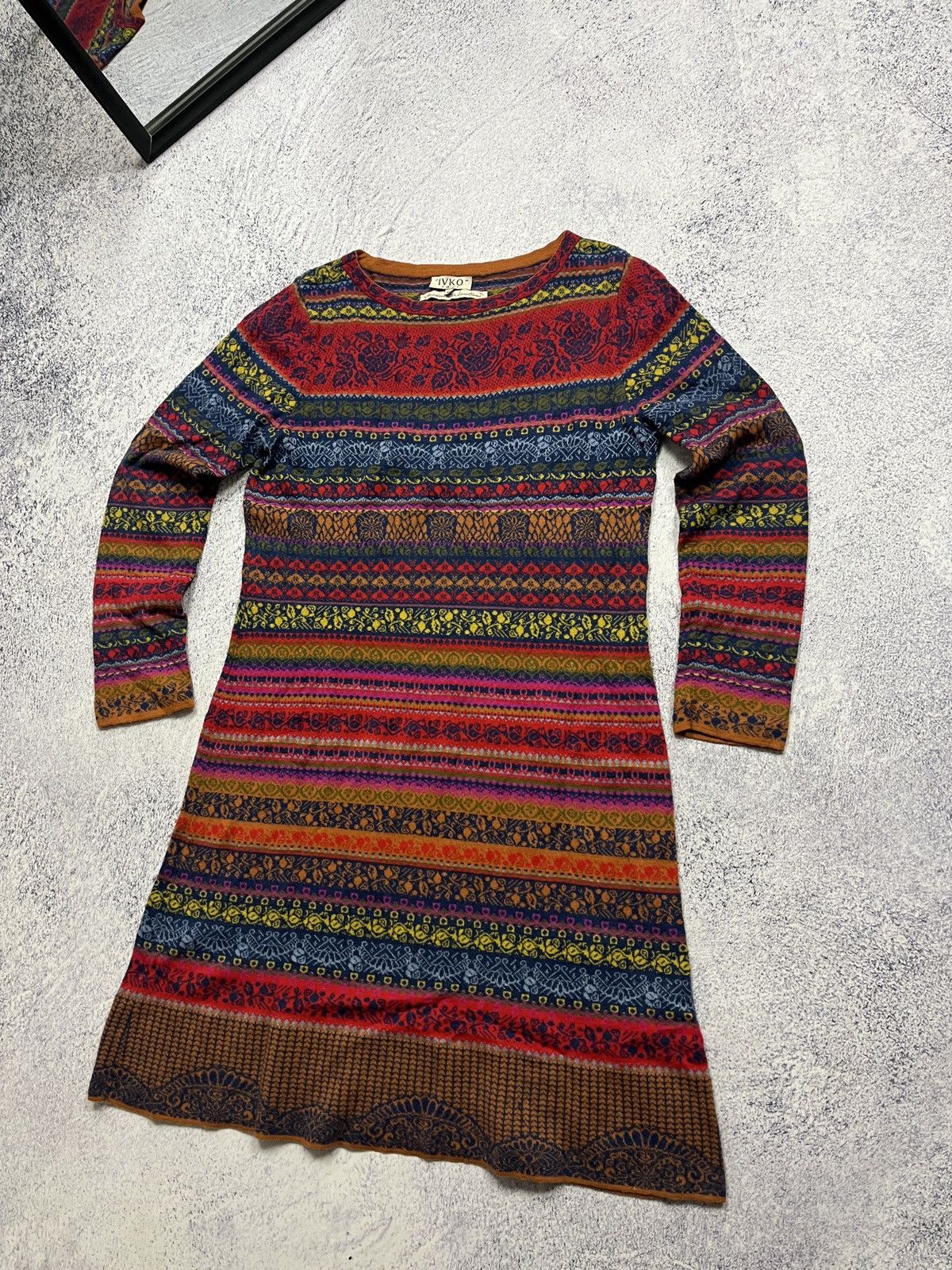 Japanese Brand Ivko Wool Knitted Dress Float Pattern Japanese Avant Garde Size S / US 4 / IT 40 - 2 Thumbnail
