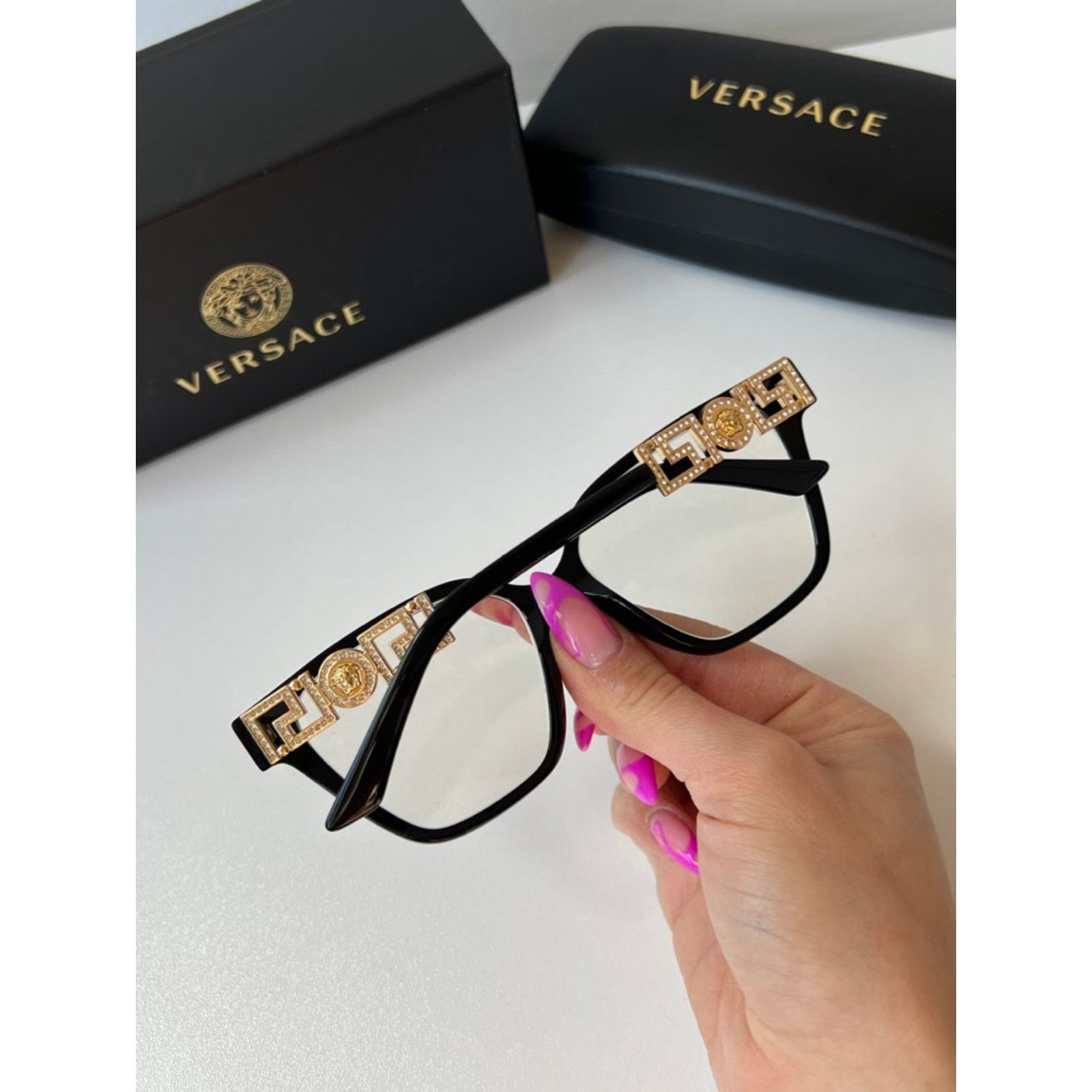 Versace NEW Versace VE3358-B Black Crystal Strass Oversized Frames Size ONE SIZE - 4 Thumbnail