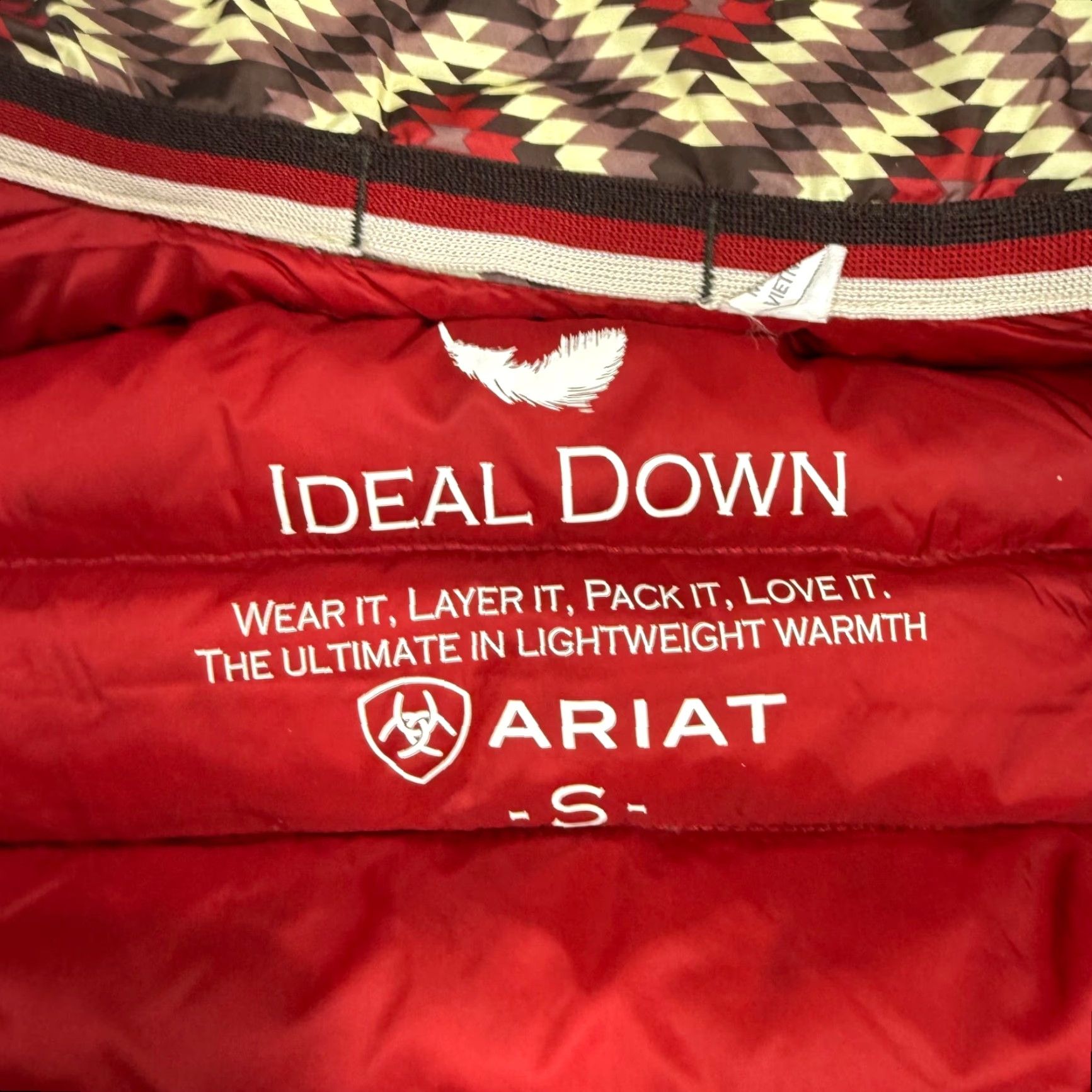 Ariat Ariat Ideal Down Womens Aztec Puffer Vest Sz S Beige Zip Front Packable Vest Size S / US 4 / IT 40 - 6 Thumbnail