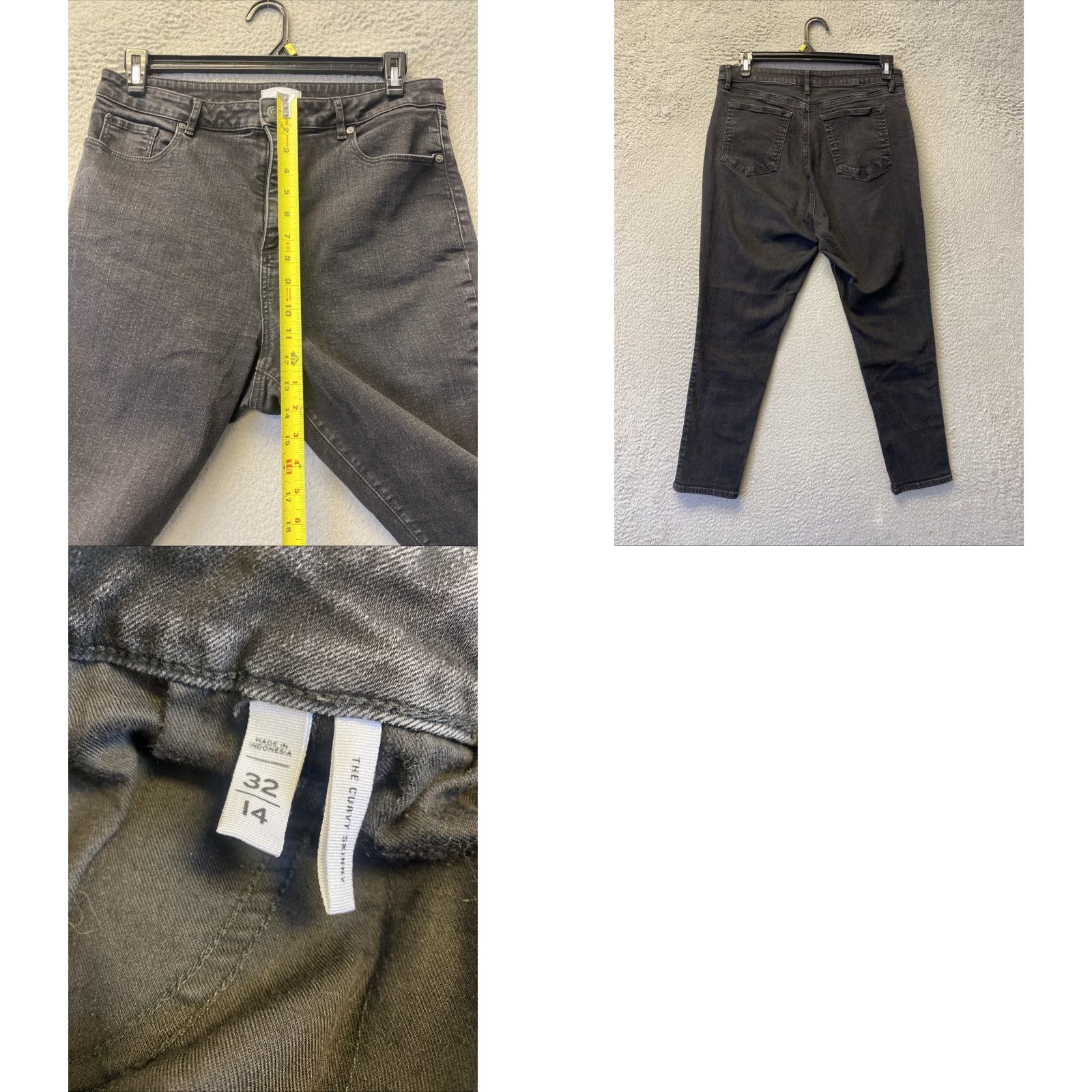 Loft LOFT Women's Jeans Slim High Rise Skinny 14 / 32 Black Denim Button 24 Inseam Stretch Curvy Regular 16328 Size 24" / US 00 / IT 34 - 8 Thumbnail