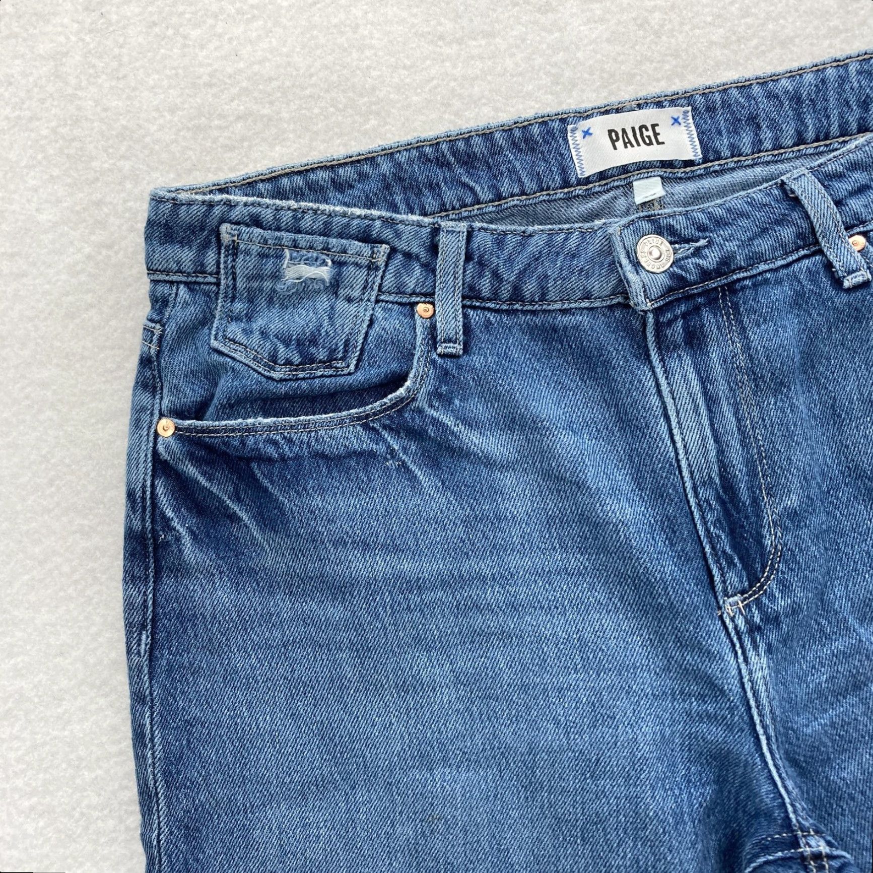 Paige Paige Jeans Womens 29 Blue Noella Relaxed Janae Distressed Baggy Straight Denim Jeans Mens Womens Size 29" - 3 Thumbnail