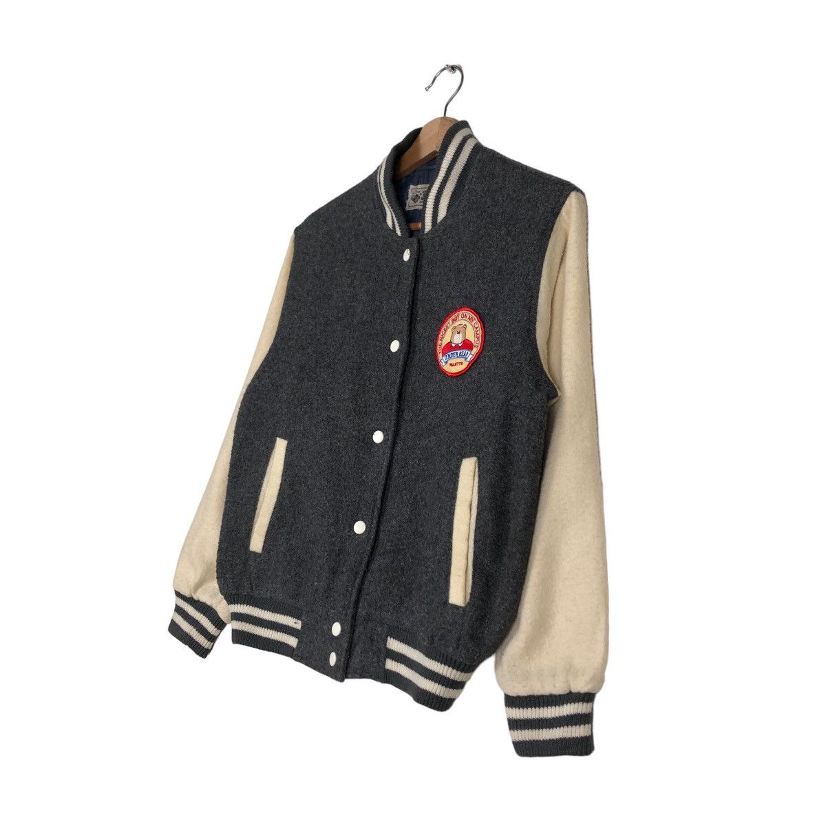 Japanese Brand 🔥Vintage Wool Varsity Jacket Snap Button Big Logo Size US S / EU 44-46 / 1 - 2 Thumbnail