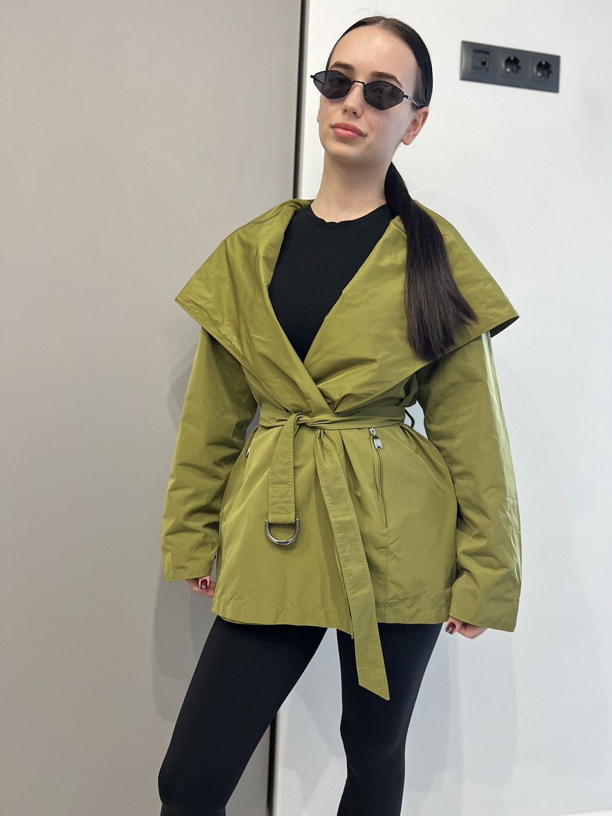 Max Mara Max Mara Rainwear Green Belted Wrap Coat Open Front Jacket Size M / US 6-8 / IT 42-44 - 12 Thumbnail