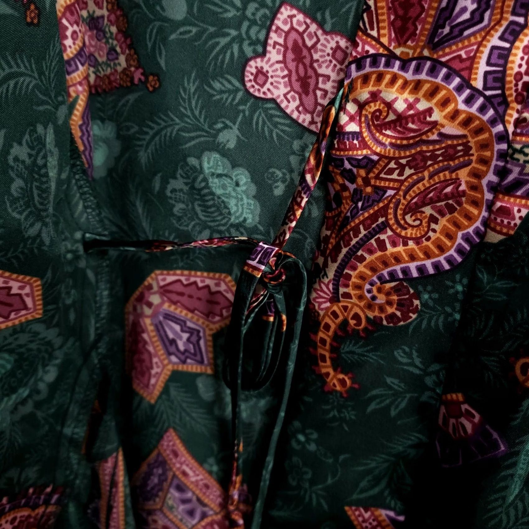 Vintage Expressions Sleep Robe Womens M Medium Green Paisley Kimono Sleeves Sleepwear Size ONE SIZE - 7 Thumbnail