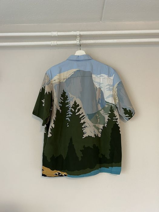 Prada Prada SS 17 Mountain Forest Print Camp Collar Bowling Shirt