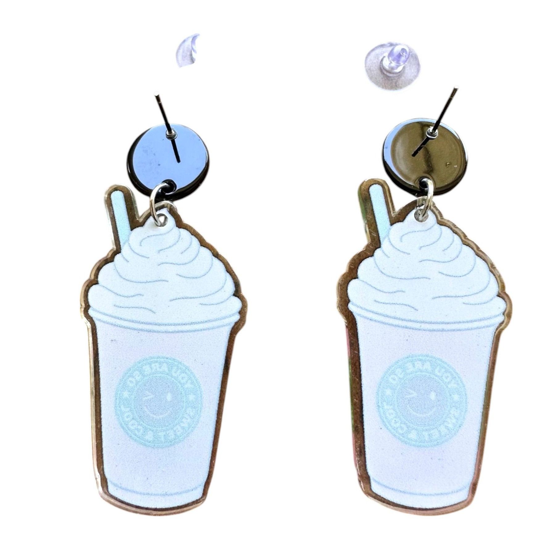 Handmade Cappuccino Coffee Earrings Pink Pup Cup Boat Drinks Cruise Size ONE SIZE - 12 Thumbnail