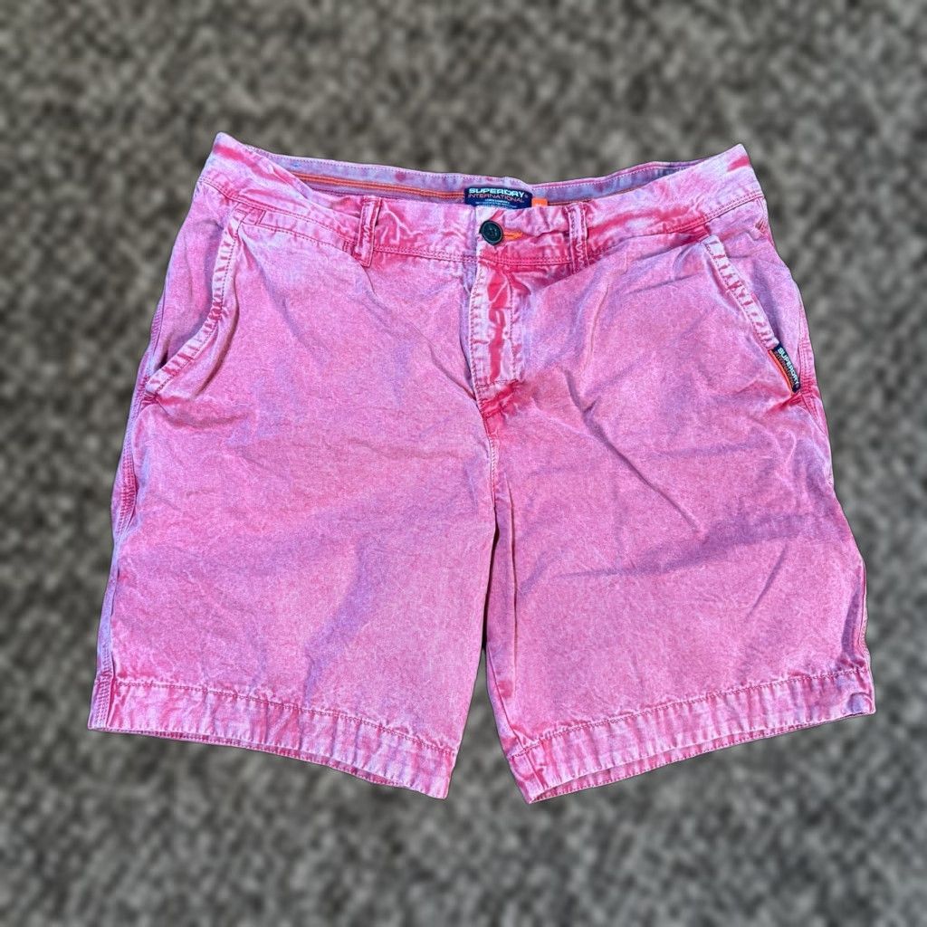 Superdry Superdry Mens Shorts Bermuda 34 Cotton Flat Front Casual Outdoor Summer Spring Fall | Red | Classic Fit | 7 Inseam | Zip | KnIT? Size US 34 / EU 50 - 1 Thumbnail
