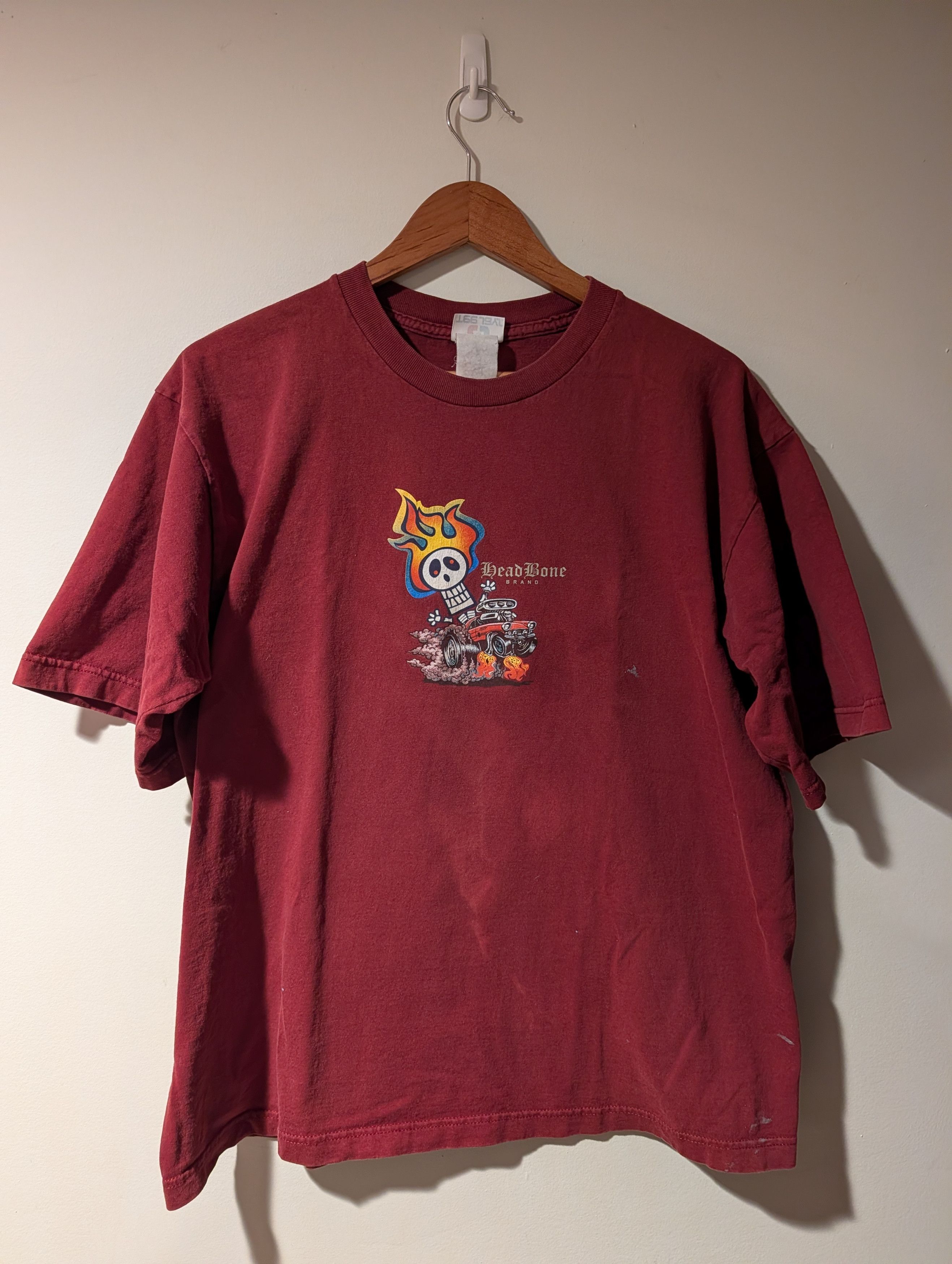 Vintage Vintage Head Bone Brand T-Shirt Hot Rod Skull Fire 90s Size US XL / EU 56 / 4 - 1 Thumbnail