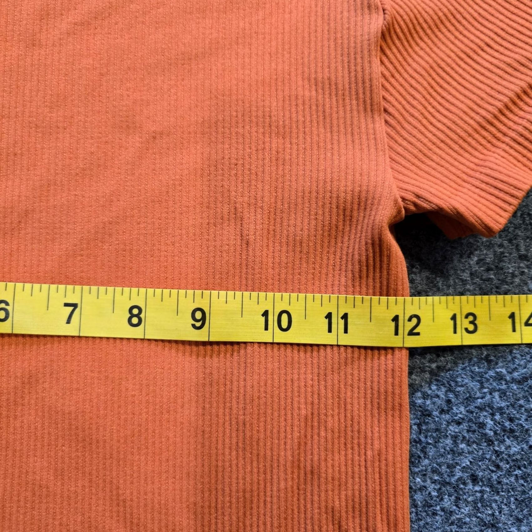 Vintage Sunday Best Top Womens Small Orange Ribbed Cropped Short Sleeve Stretch Shirt Size S / US 4 / IT 40 - 6 Thumbnail