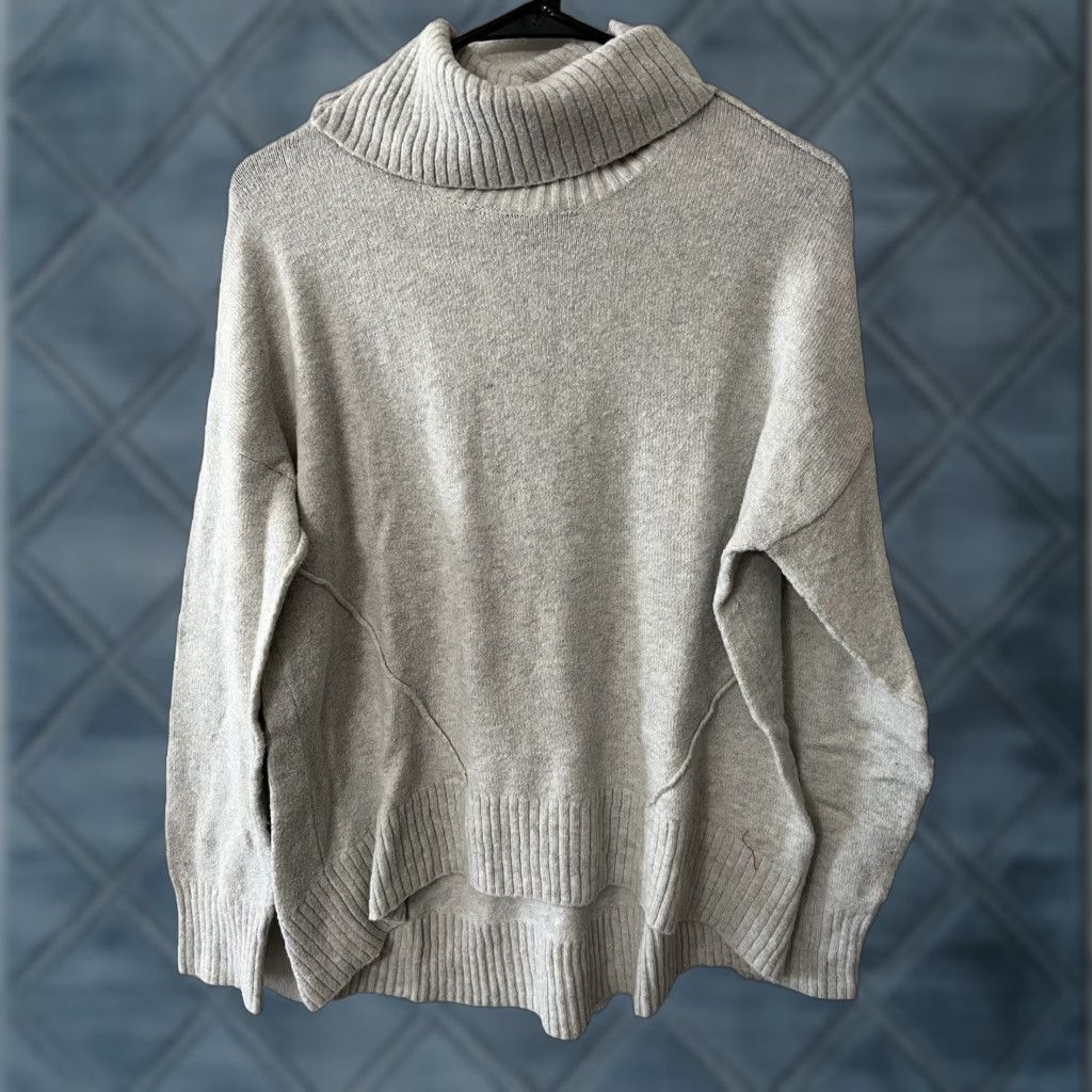 Lucky Brand VINTAGE Lucky Brand Women Sweater Turtleneck Long Sleeve Cotton Blend Medium Gray Pullover Fall Winter Womens Size M / US 6-8 / IT 42-44 - 1 Thumbnail
