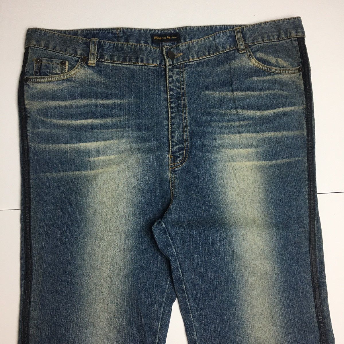 Vintage Super Flare RUSH BLUE JEANS Size US 38 / EU 54 - 3 Thumbnail